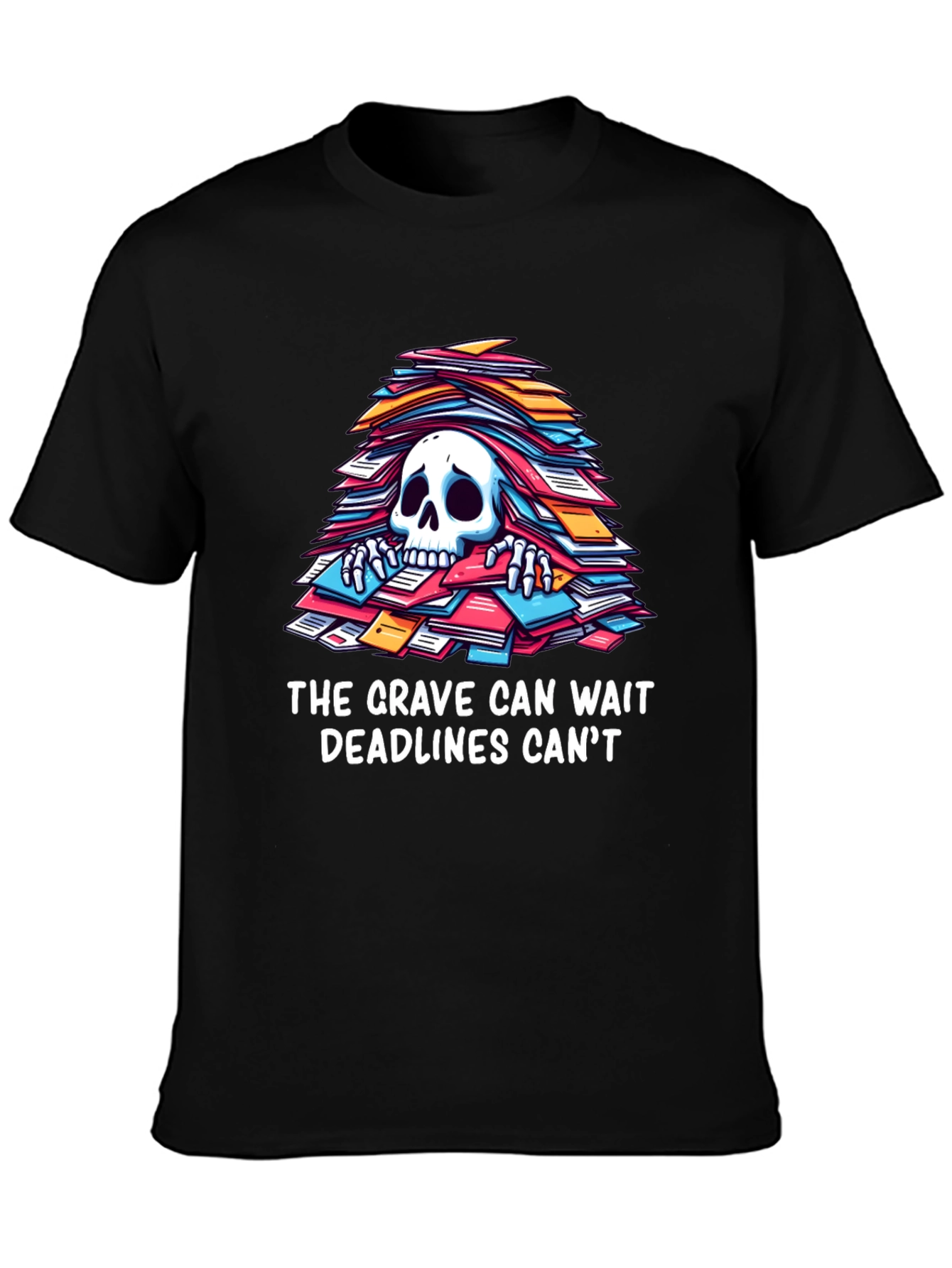 Black Funny Deadline T-Shirt - Grave Can Wait view 3