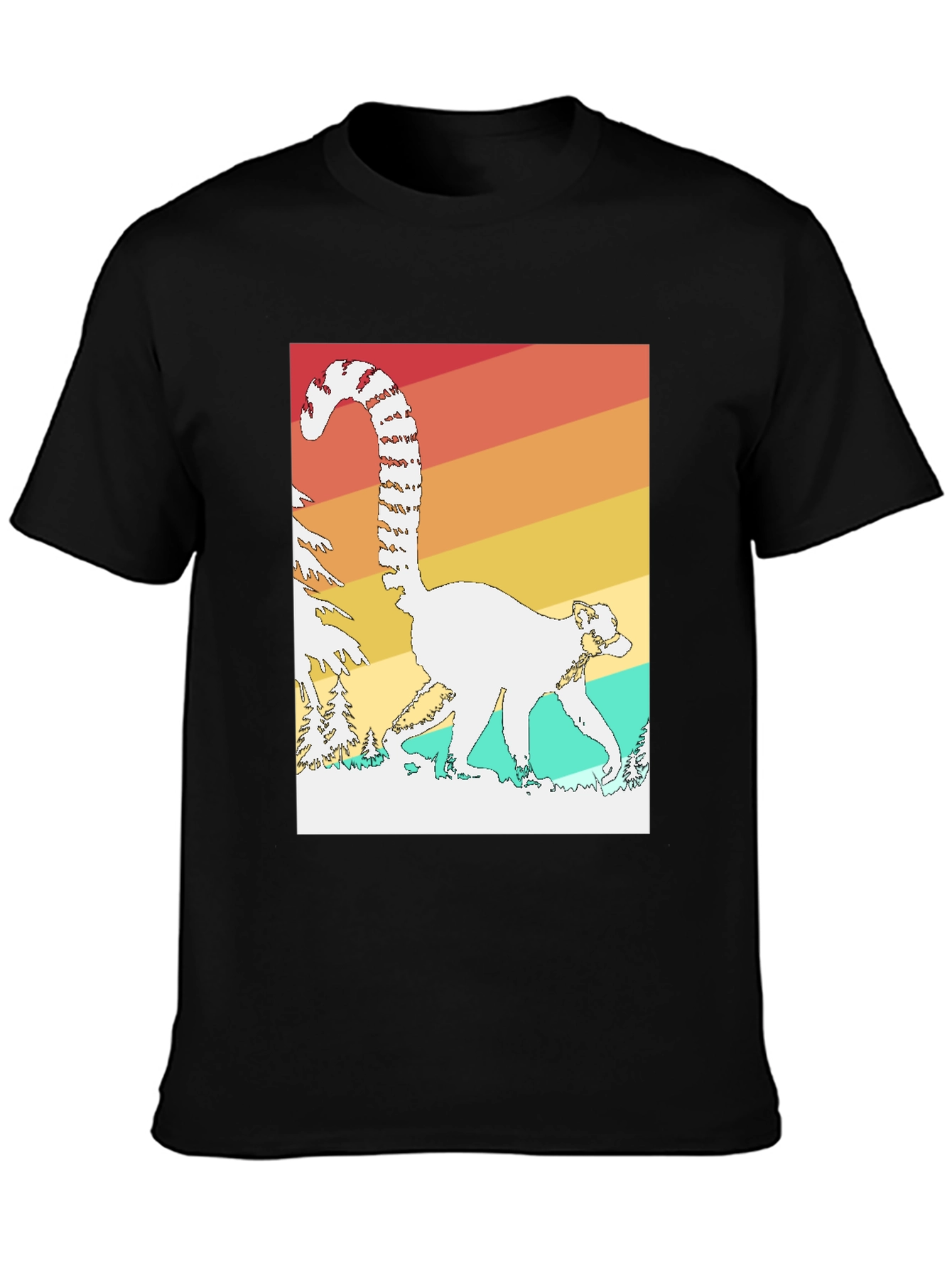 Black Retro Lemur Graphic T-Shirt view 3
