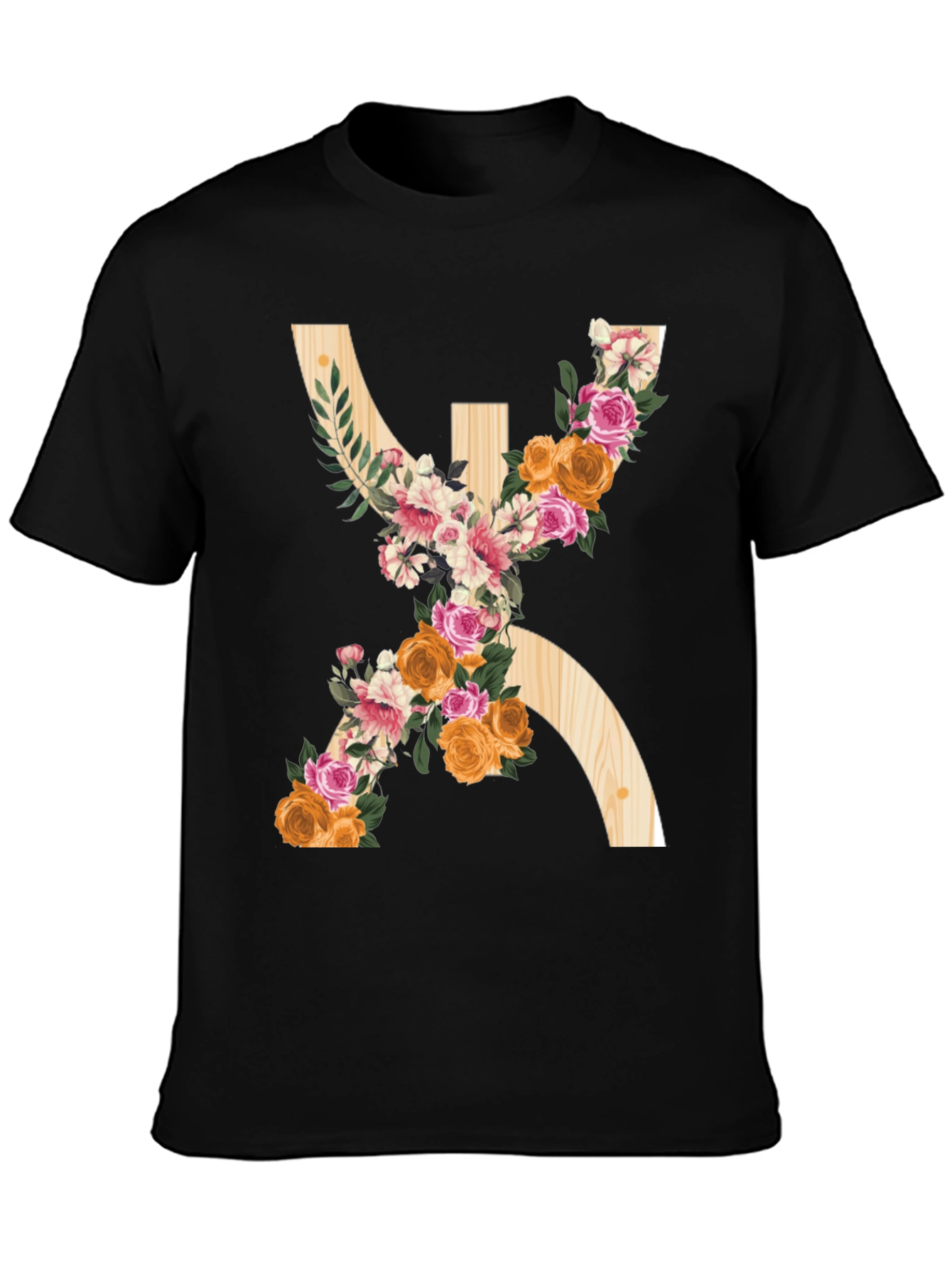 Black Floral Berber Symbol T-Shirt - Stylish Graphic Tee view 3
