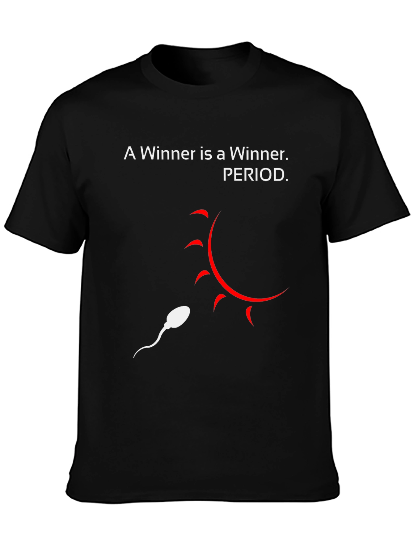 Black Winner Sperm Graphic Tee - Black Crew Neck T-Shirt view 3