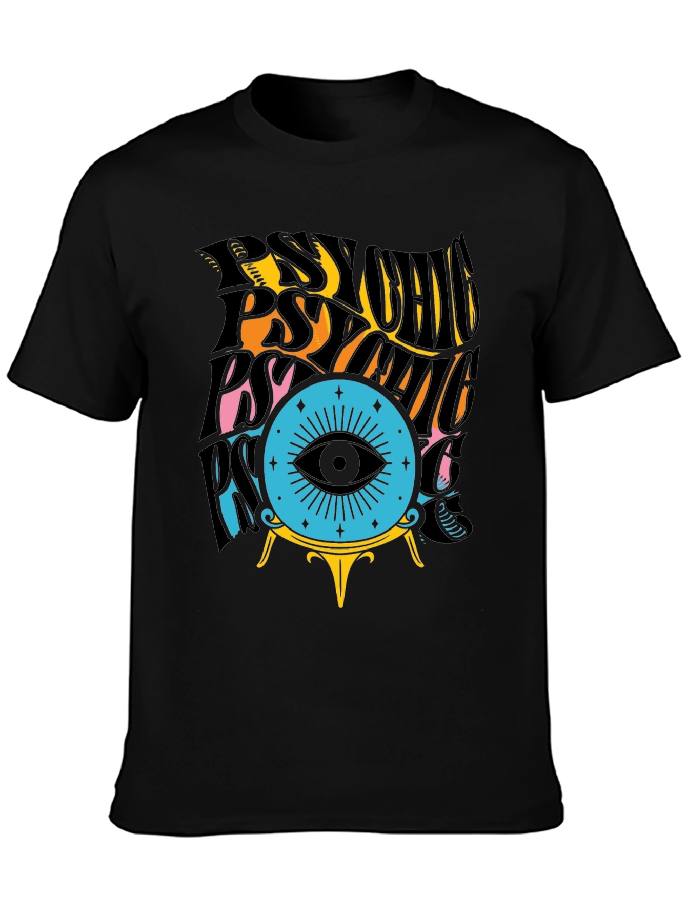 Black Psychic Eye T-Shirt - Black Cotton Tee view 3