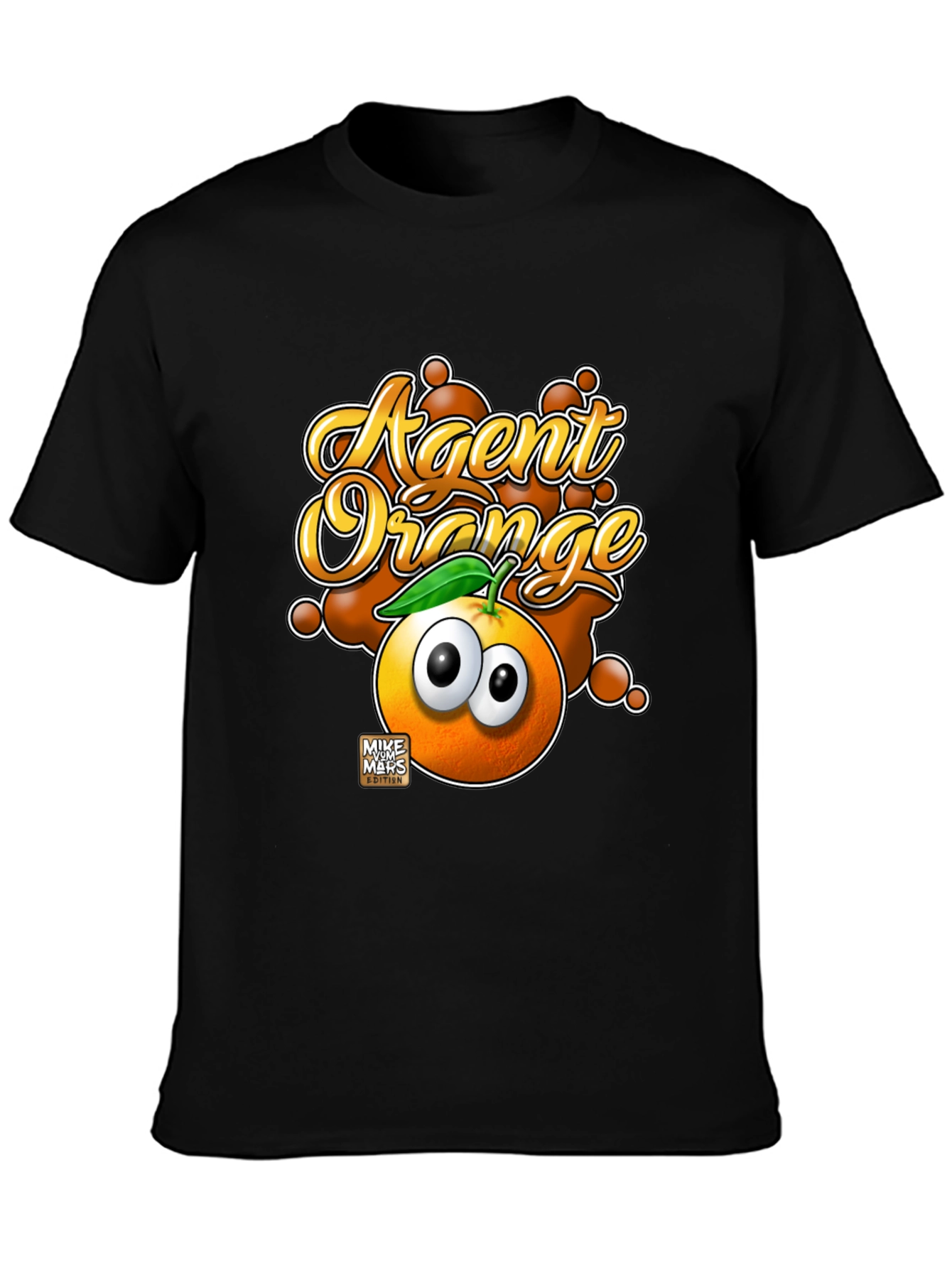 Black Agent Orange Graphic T-Shirt - Funny Cartoon Fruit Tee view 3