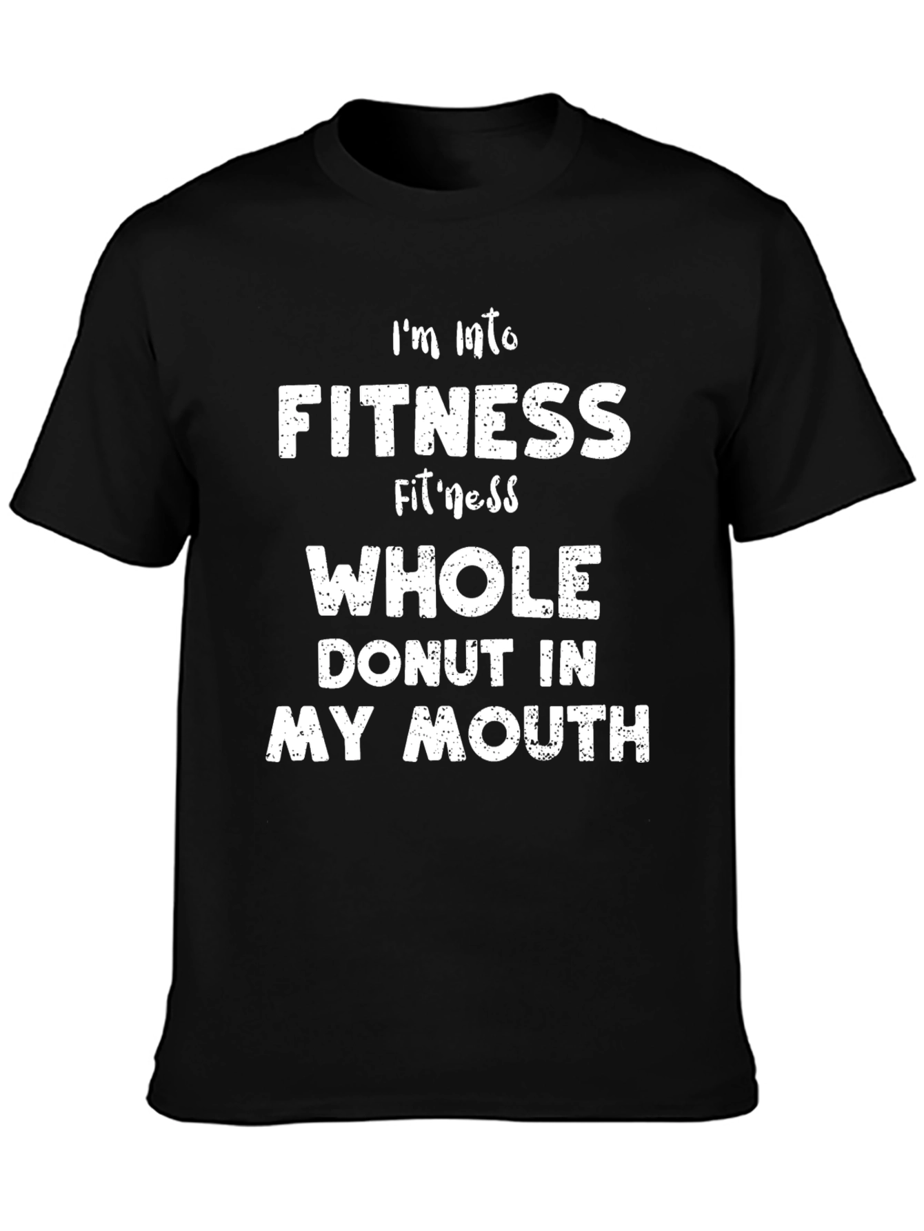 Black Funny Fitness Donut T-Shirt - Men's Black Tee view 3