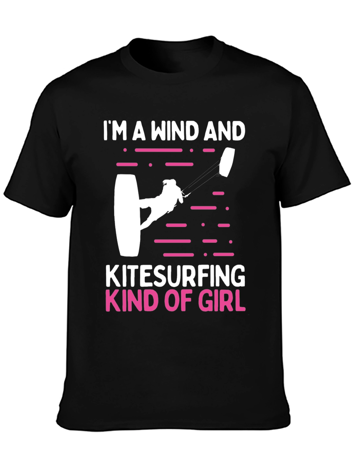 Black Wind and Kitesurfing Girl T-Shirt view 3