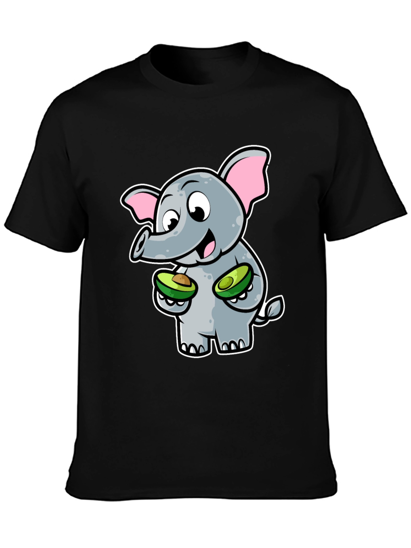 Black Elephant Avocado Black T-Shirt view 3