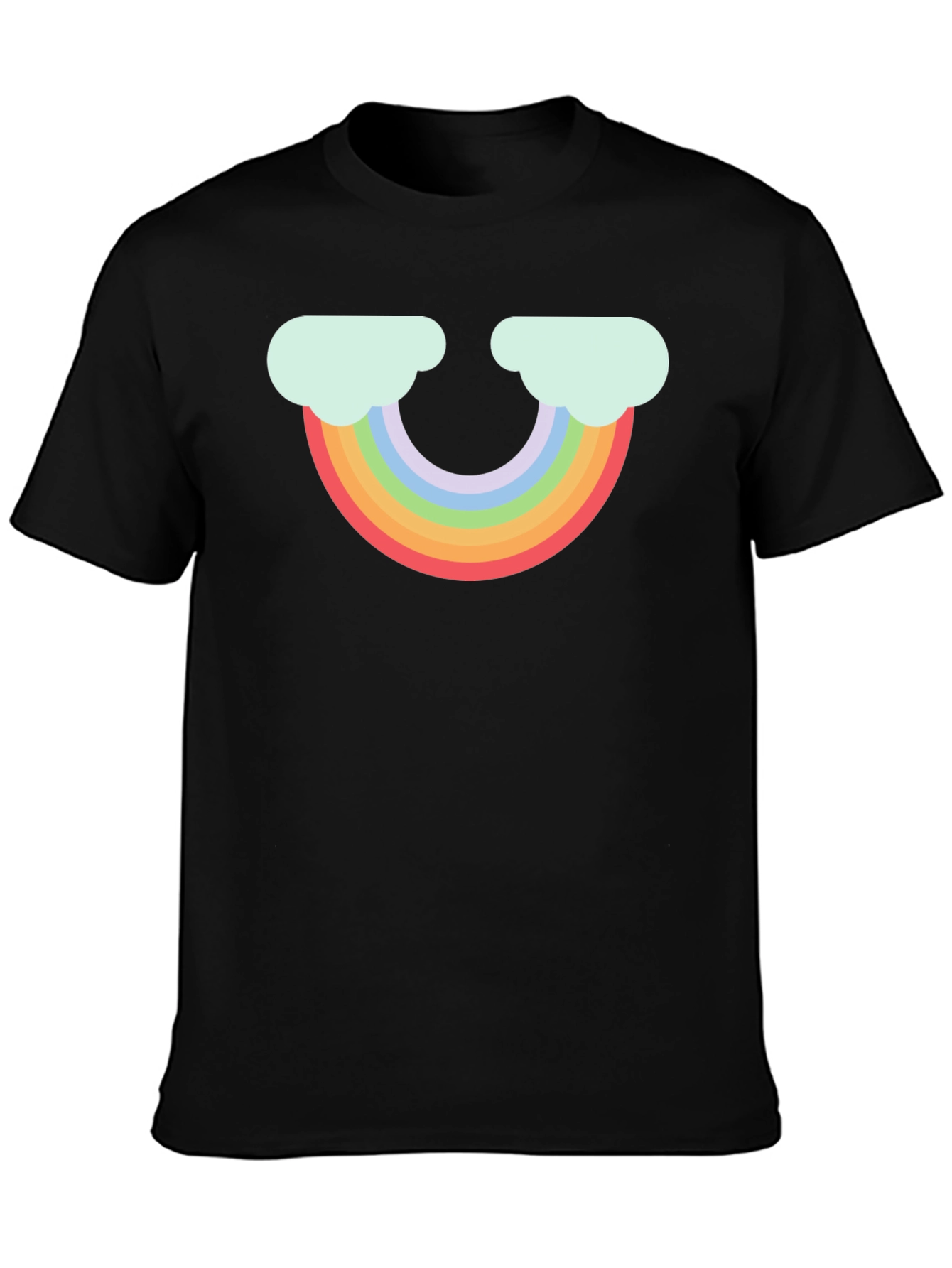 Black Rainbow Cloud Graphic Tee - Black Cotton T-Shirt view 3