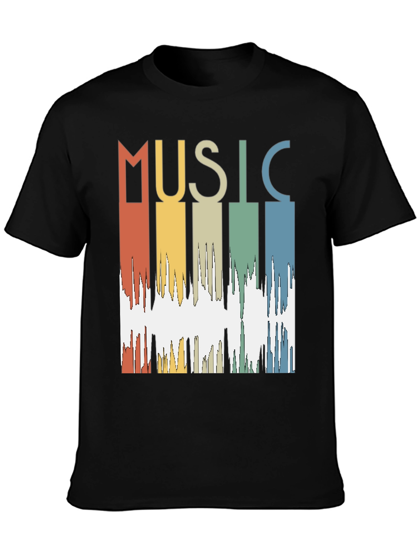 Black Retro Music Waveform Graphic Tee view 3