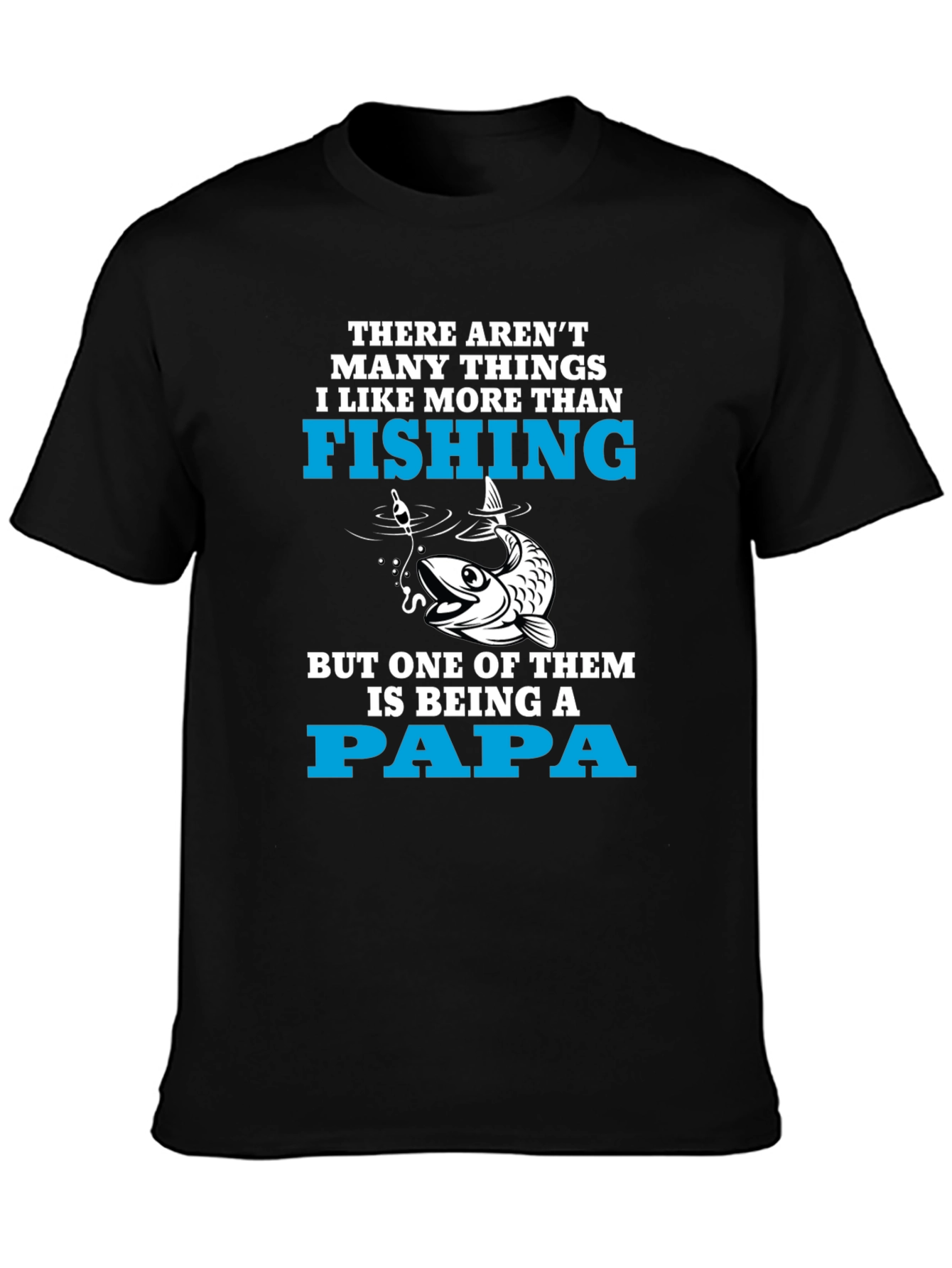 Black Fishing Papa T-Shirt - Fisherman Father's Day Gift view 3