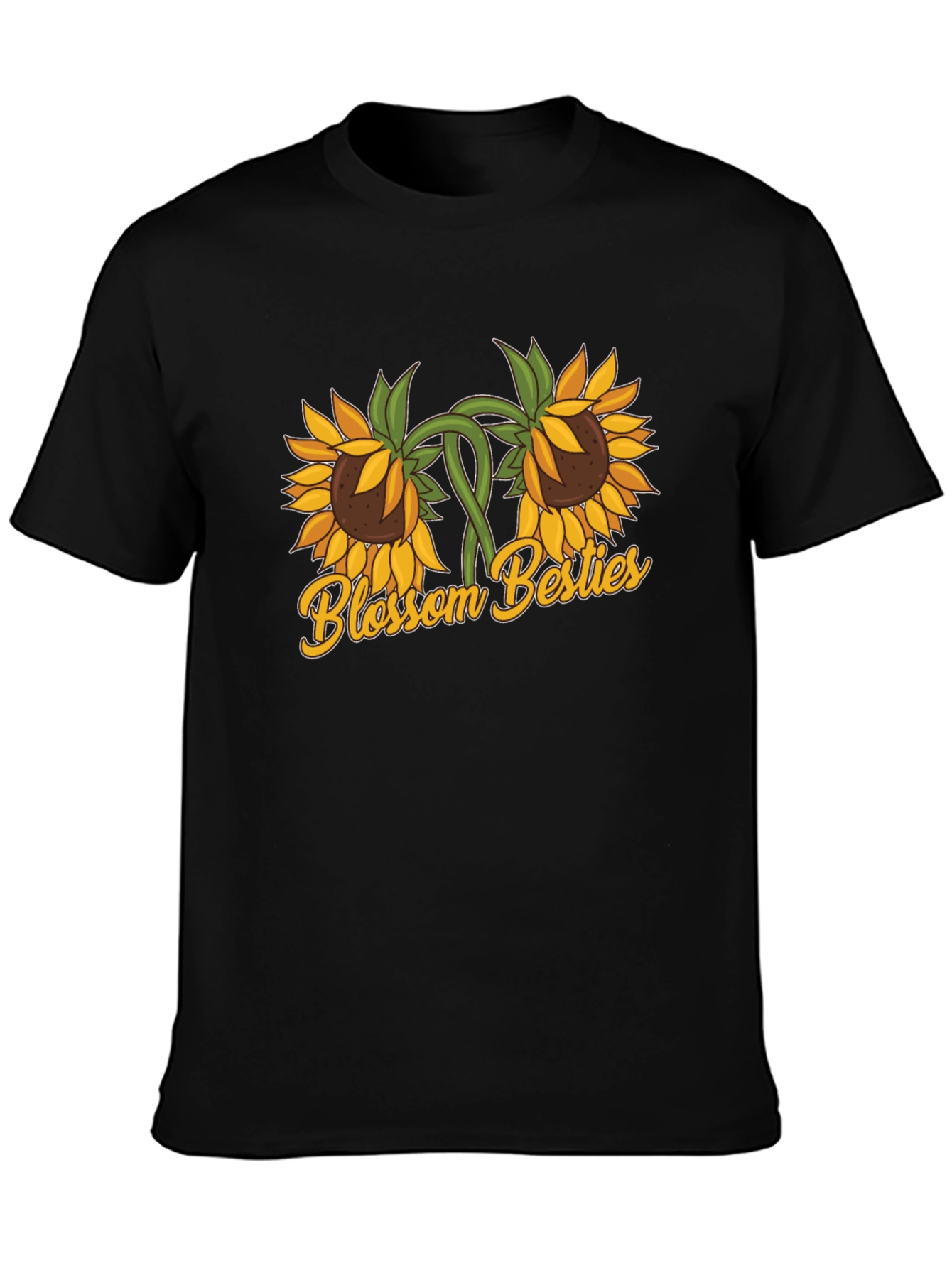 Black Blossom Besties Sunflower Graphic T-Shirt view 3