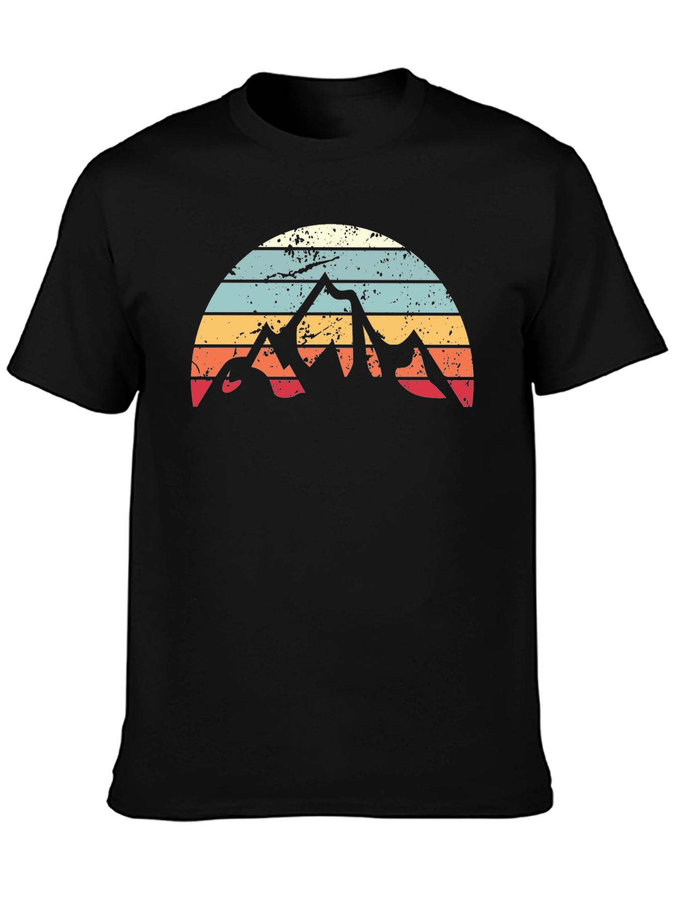 Black Retro Mountain Sunset Graphic Tee view 3