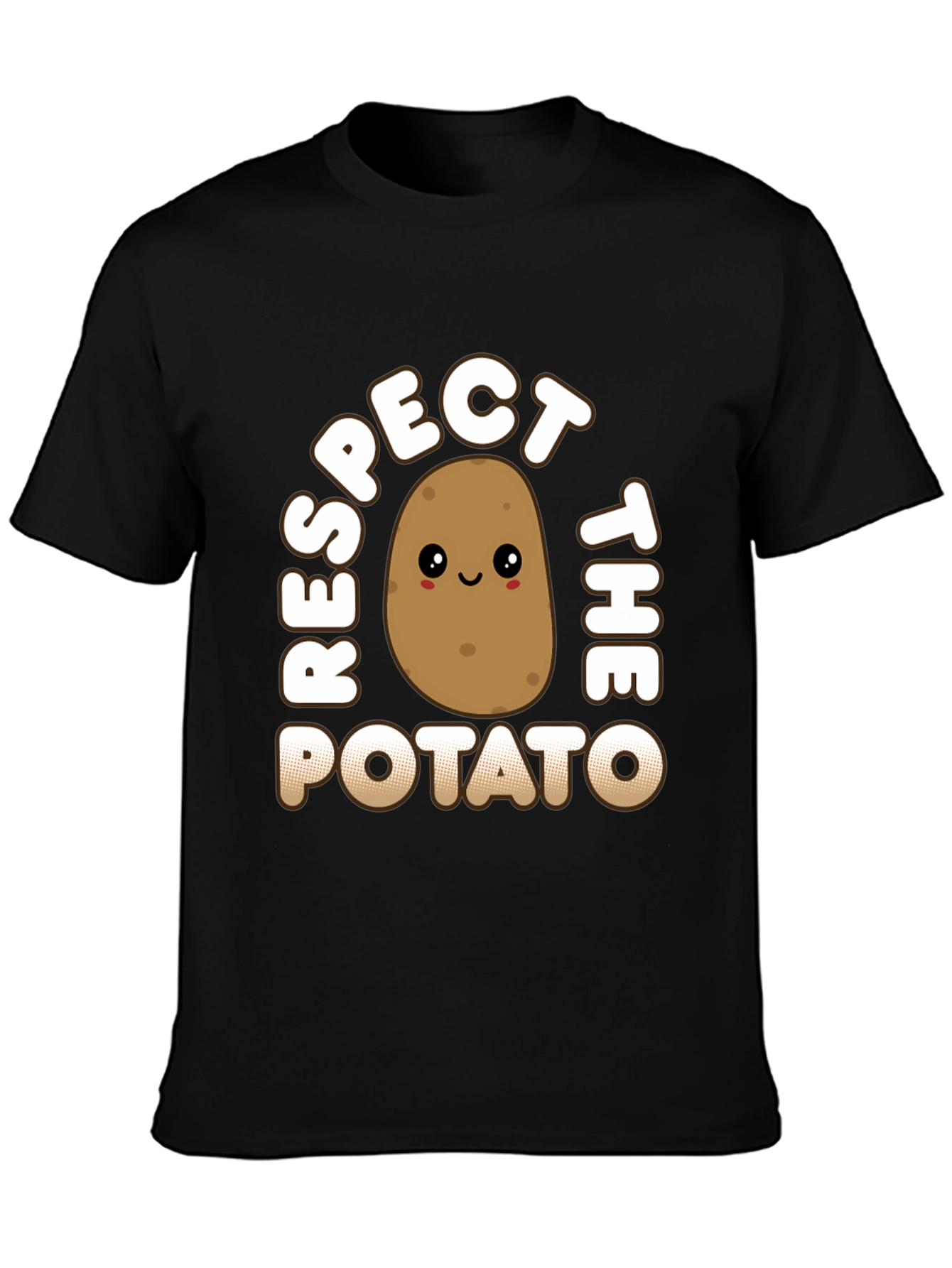Black Respect the Potato Graphic T-Shirt - Funny Food Tee view 3