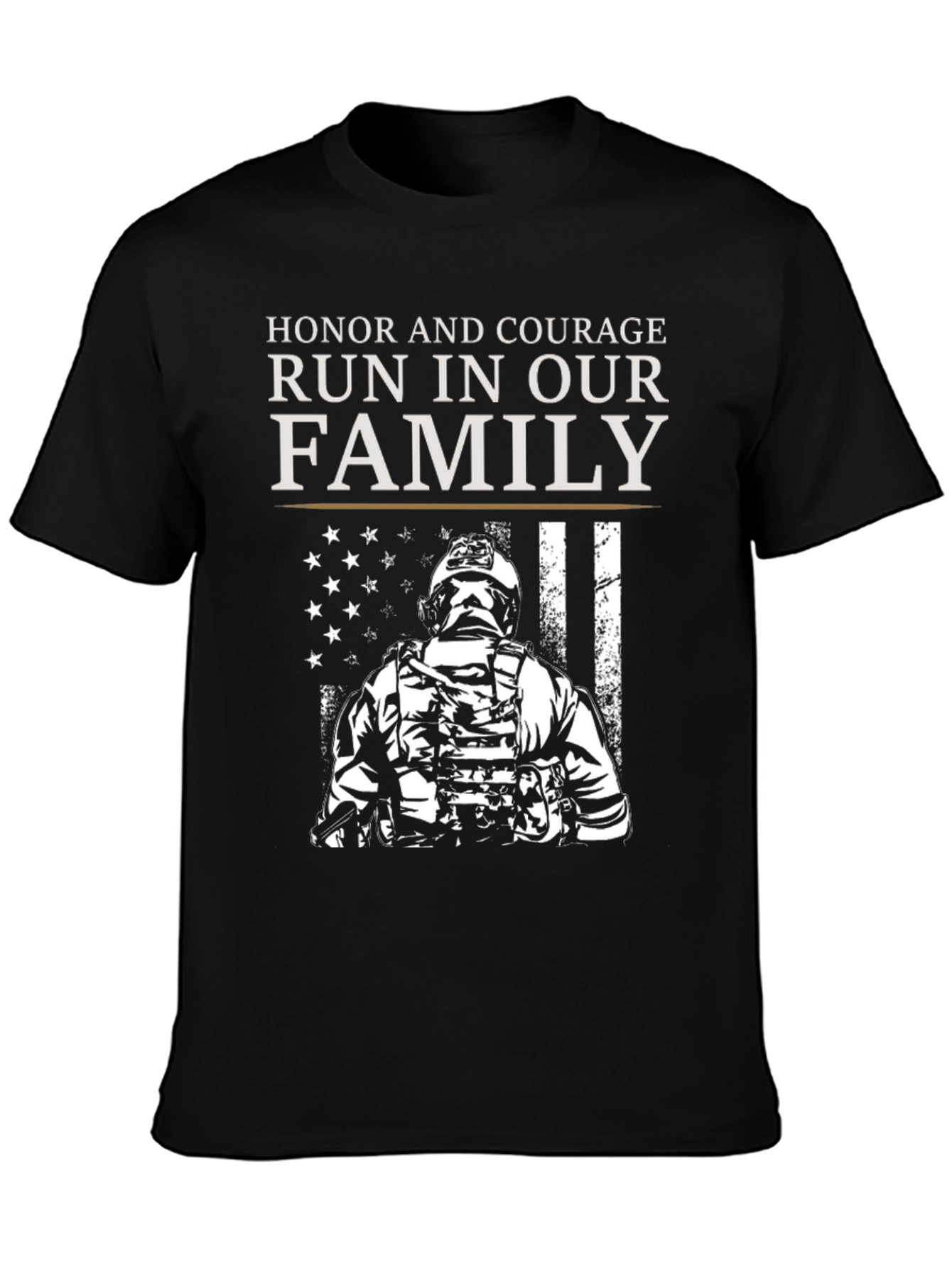 Black Honor and Courage Family T-Shirt - Patriotic Design view 3