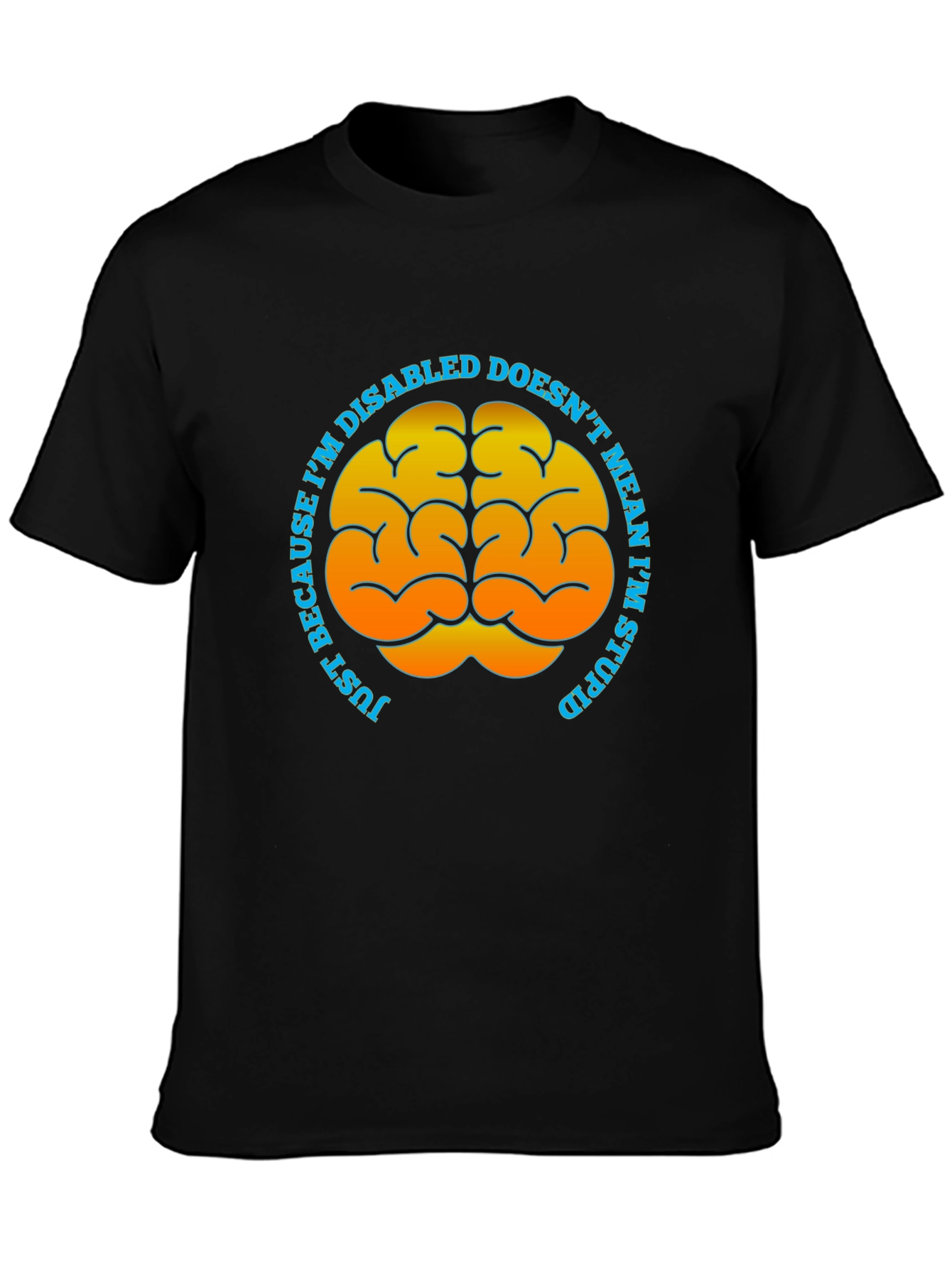 Black Brain Graphic T-Shirt - Disability Awareness Tee view 3