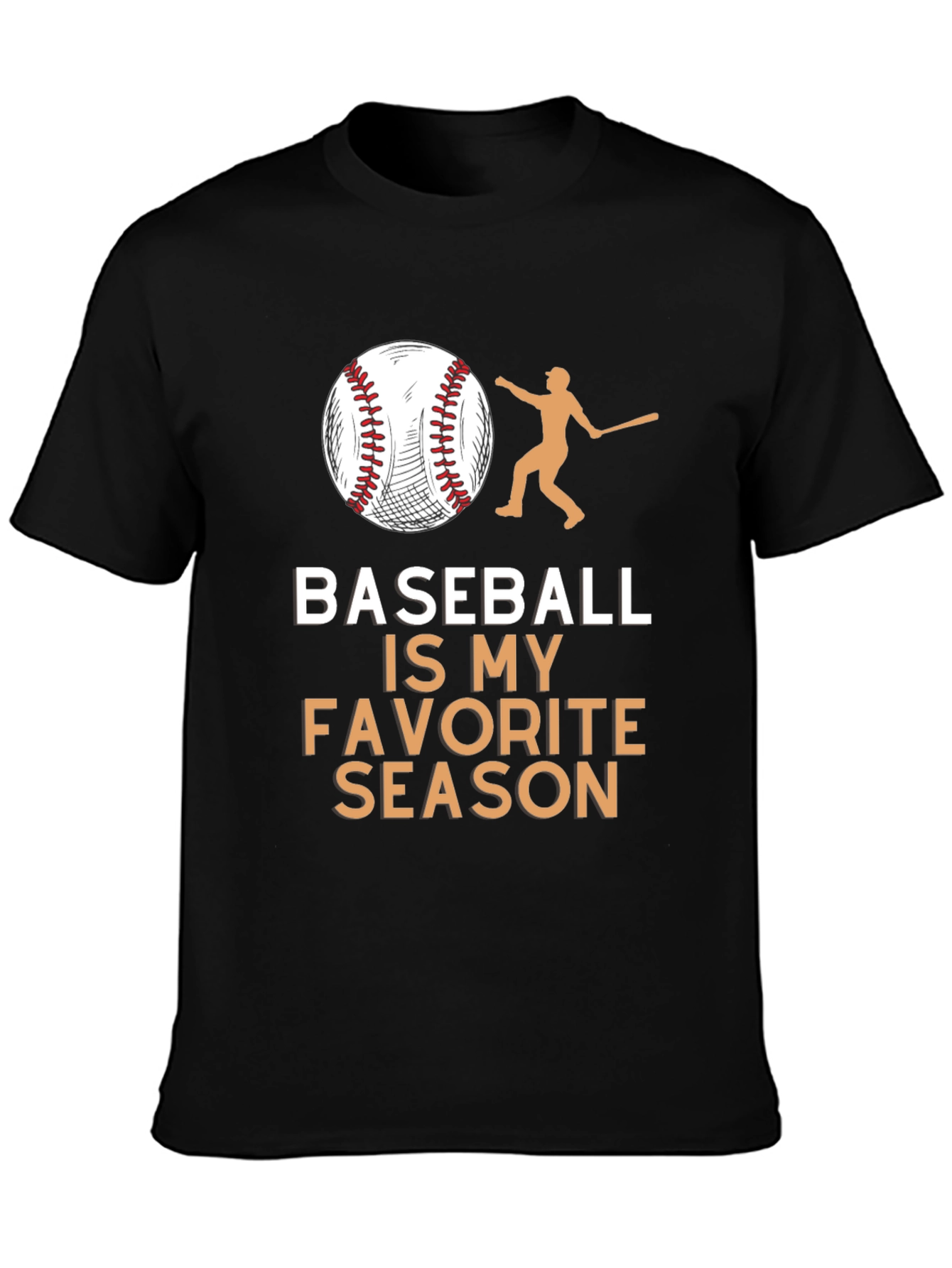 Black Baseball is My Favorite Season Black T-Shirt view 3