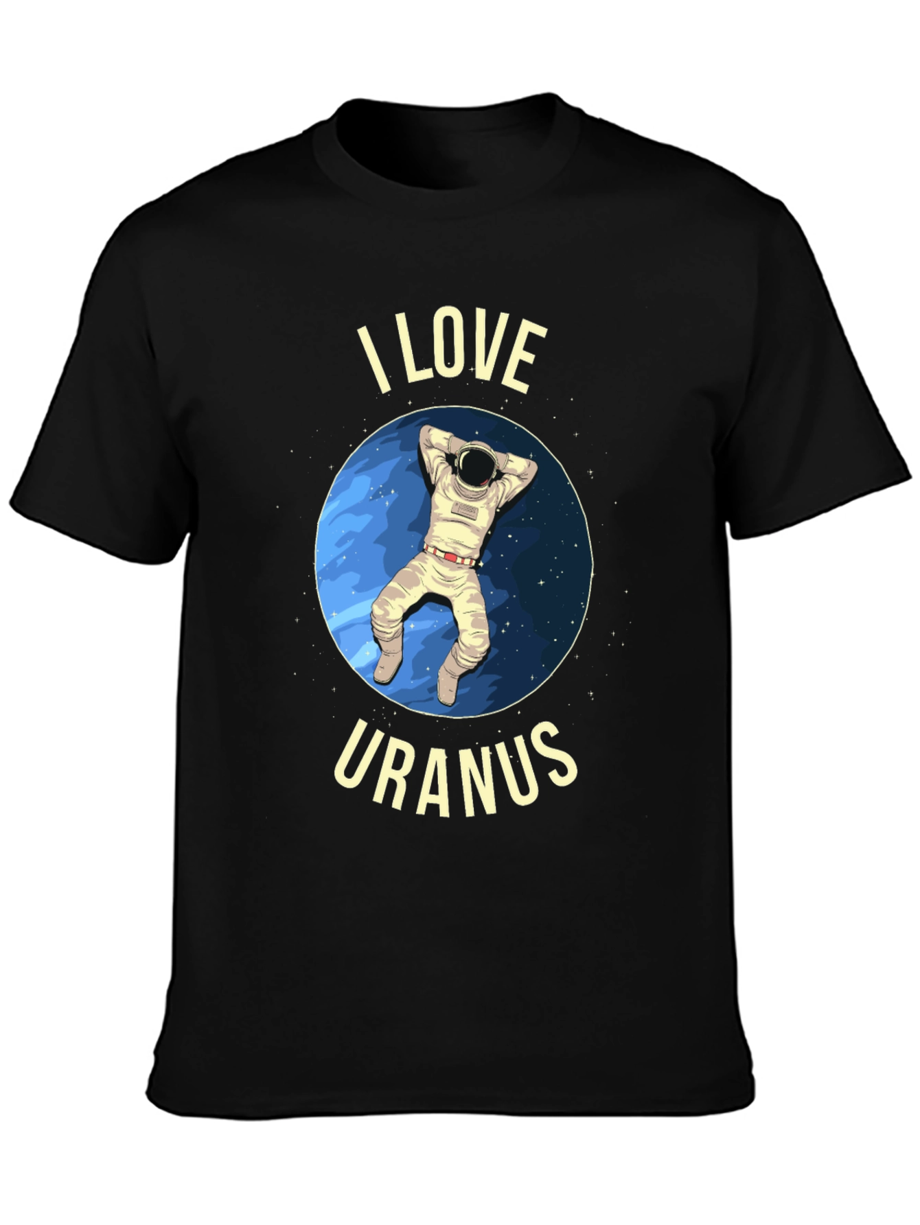 Black I Love Uranus T-Shirt - Astronaut Design view 3