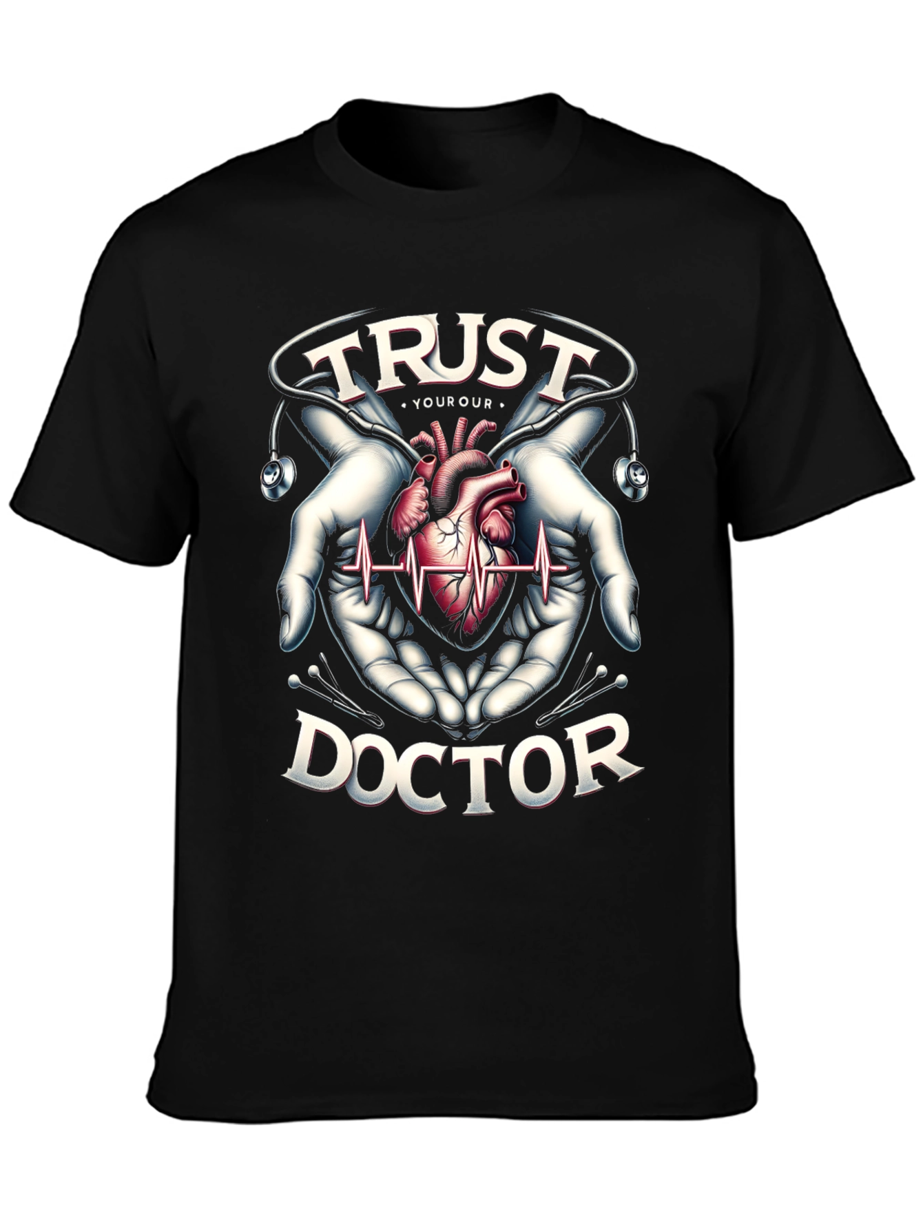 Black Trust Your Doctor Graphic T-Shirt view 3