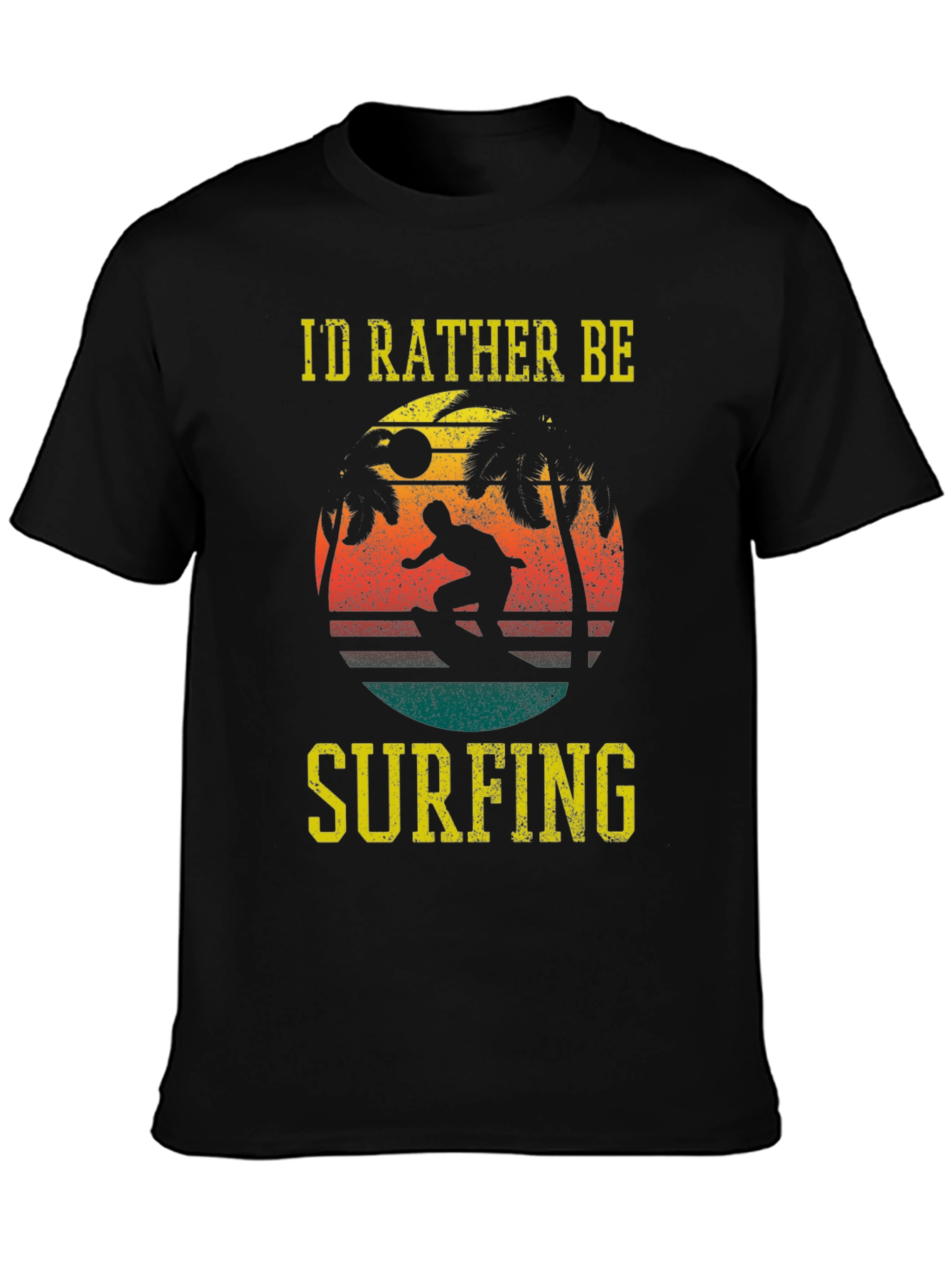 Black Surfing Graphic T-Shirt - Retro Style view 3