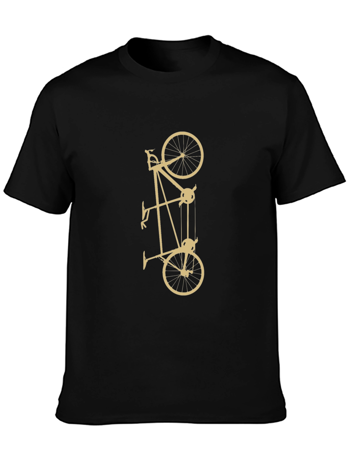 Black Unique Black T-Shirt with Bicycle Pulley Design view 3