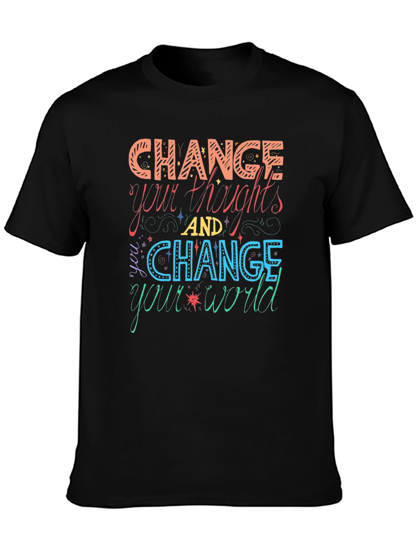 Black Change Your Thoughts Graphic T-Shirt view 3