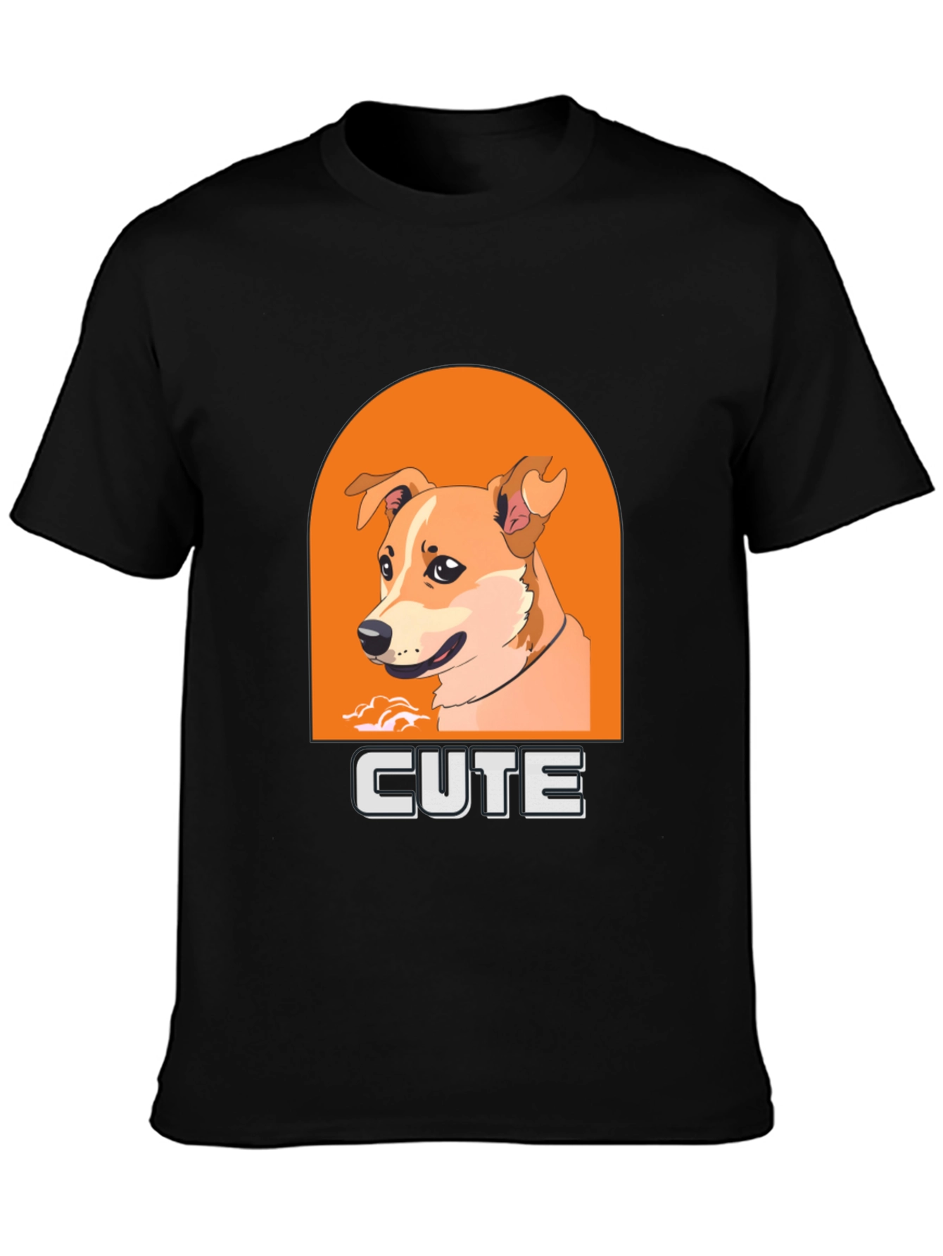 Black Cute Dog Graphic T-Shirt - Men's Black Tee view 3