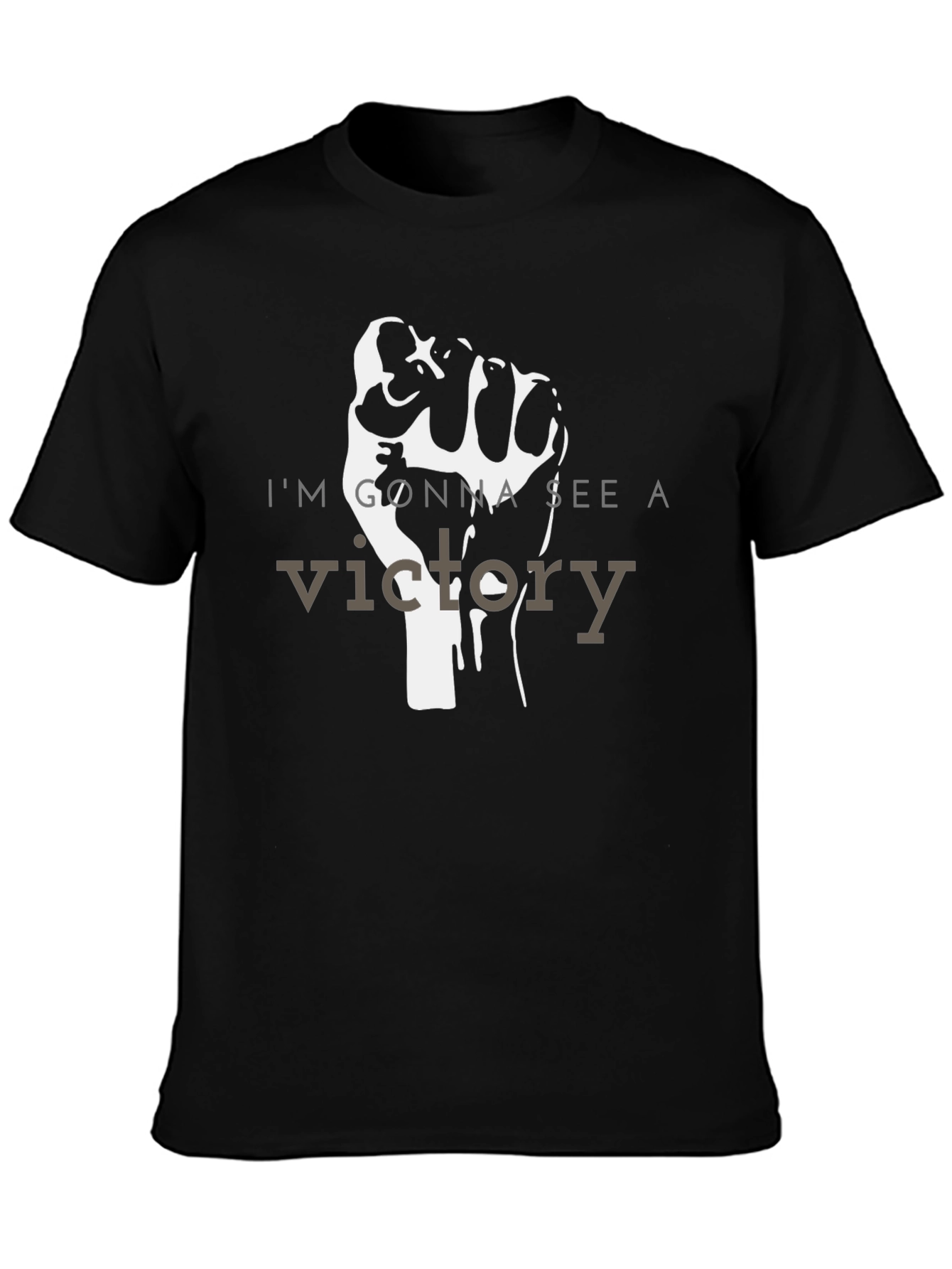 Black Victory Fist Graphic Tee - Black Cotton Blend view 3