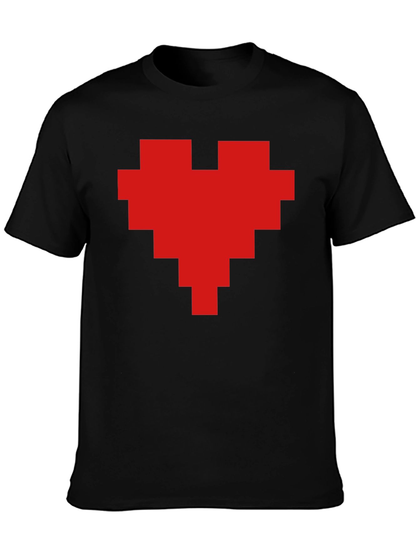 Pixel Heart Graphic Black T-Shirt - 3