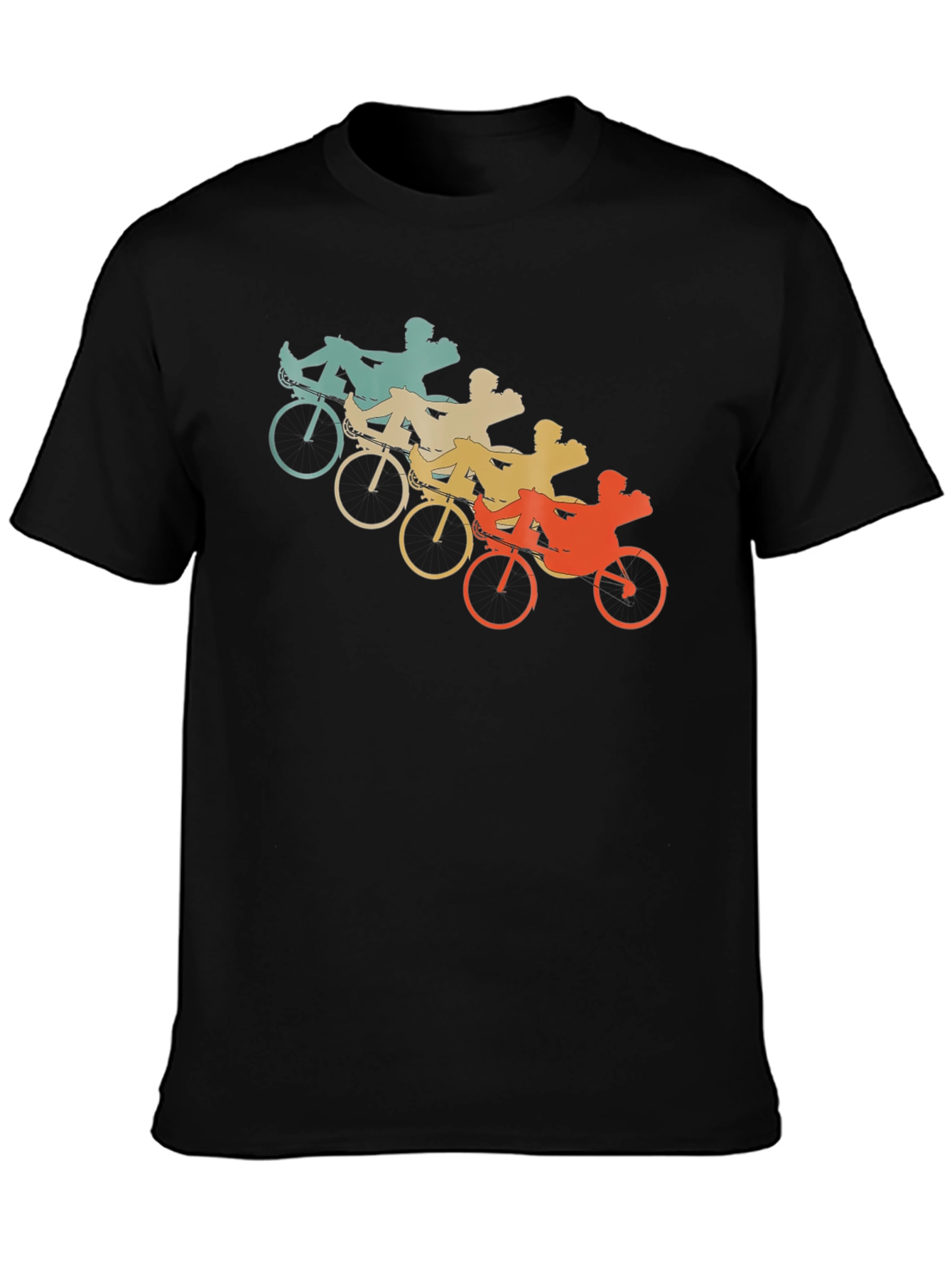Black Recumbent Bike T-Shirt - Retro Cycling Tee view 3