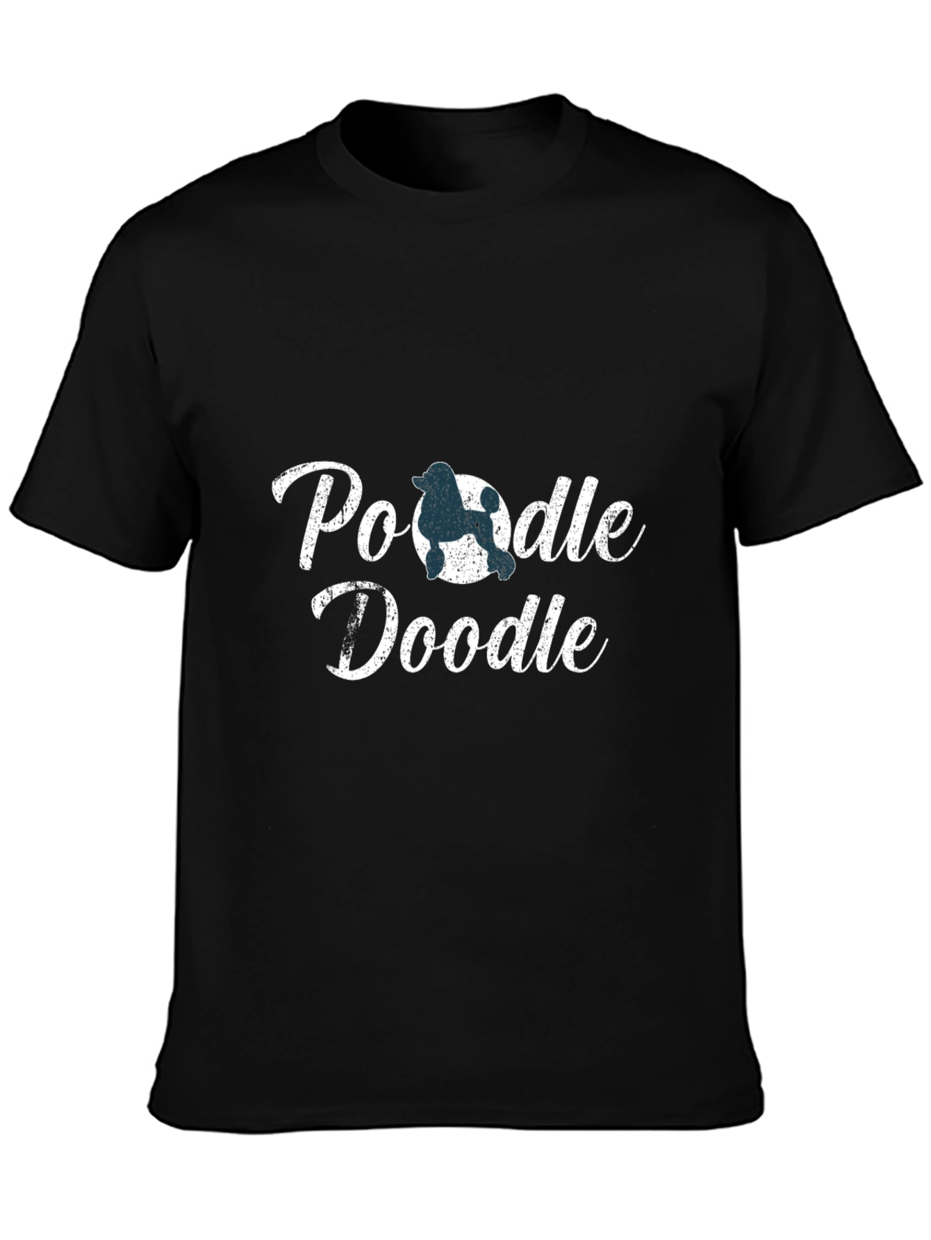 Black Poodle Doodle Graphic Tee - Black Cotton Blend view 3