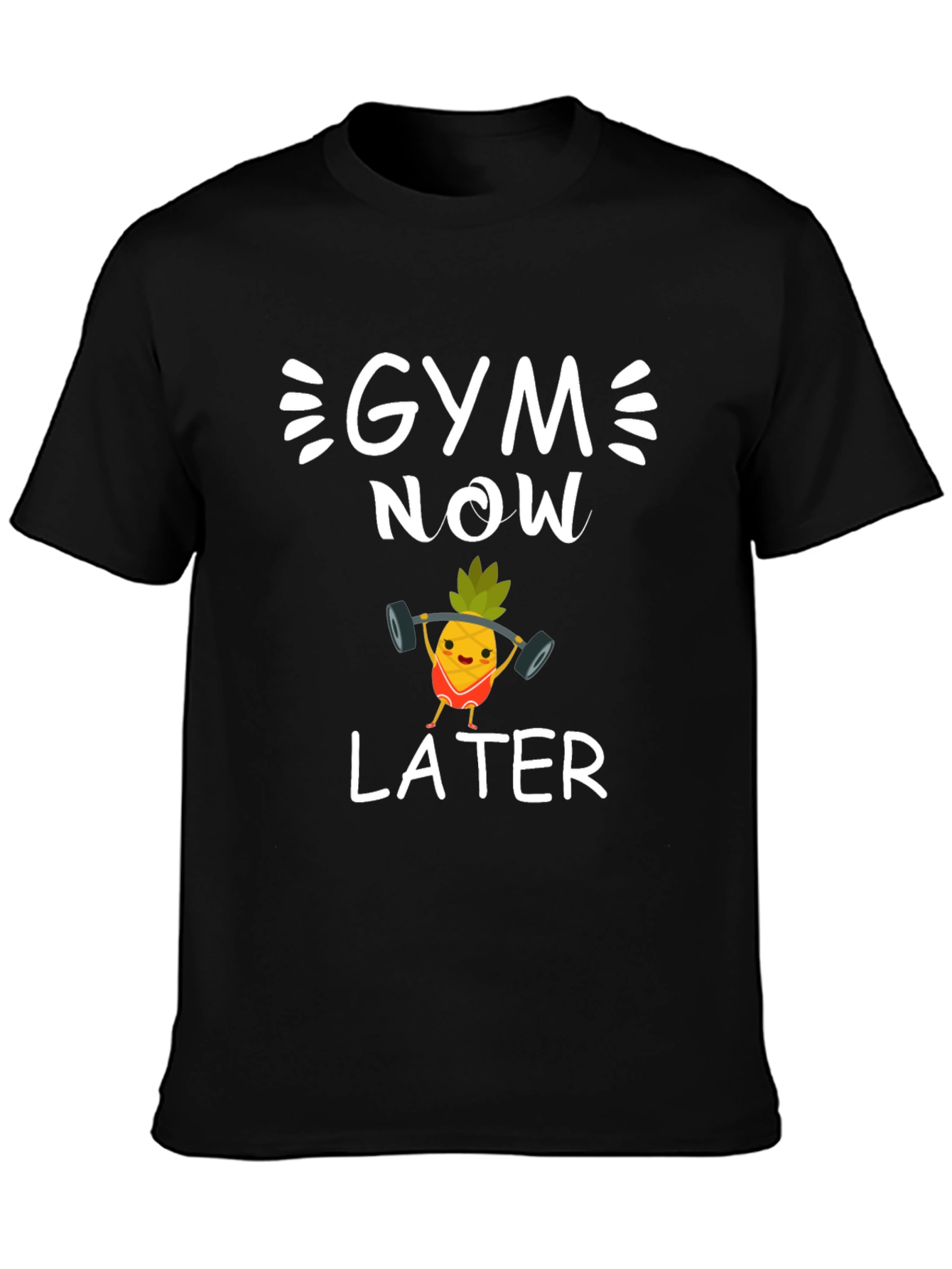 Black Gym Now Later Funny Workout T-Shirt view 3