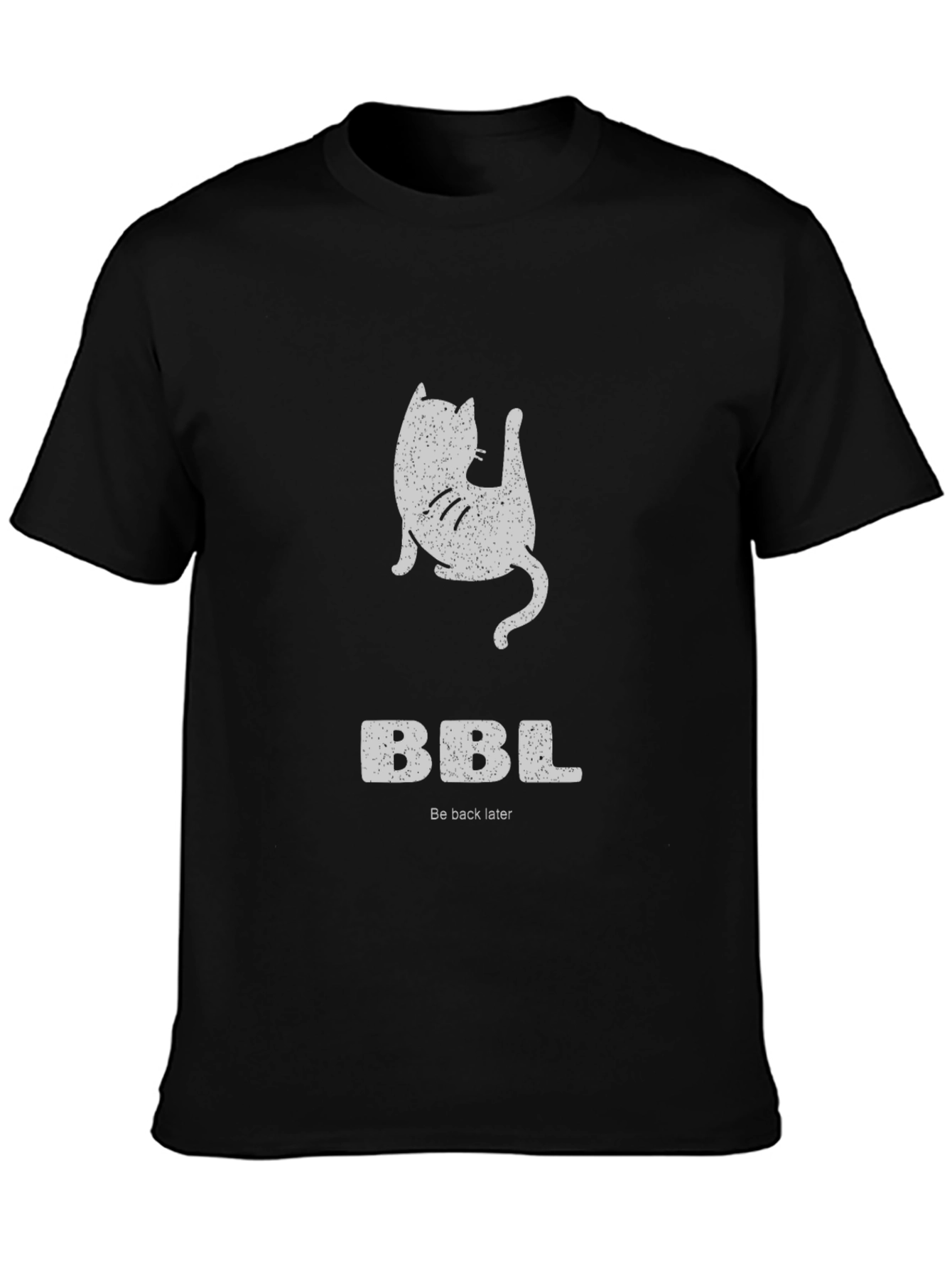 Black Funny BBL Cat Graphic T-Shirt - Black view 3