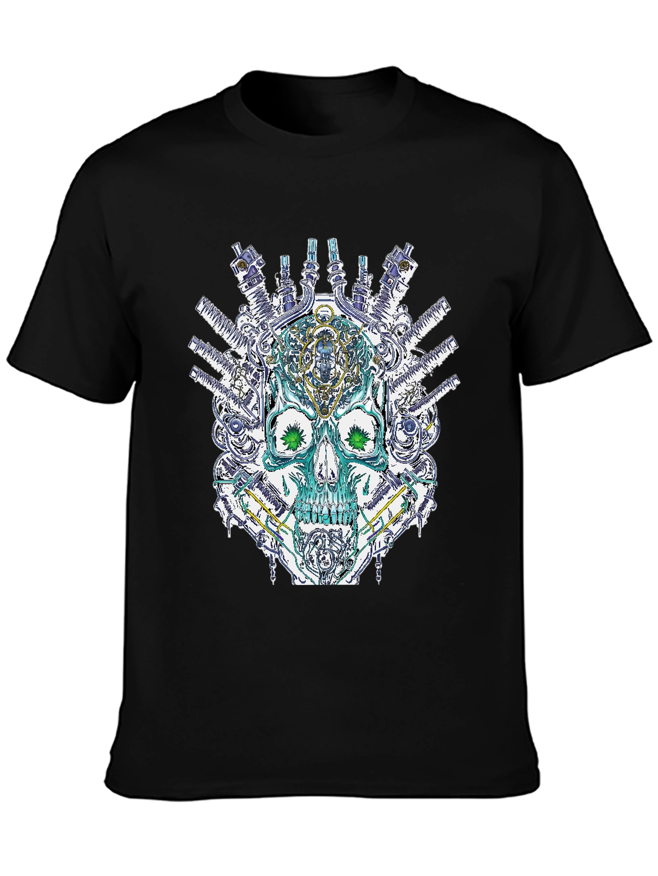 Black Steampunk Skull Graphic T-Shirt - Unique Design view 3