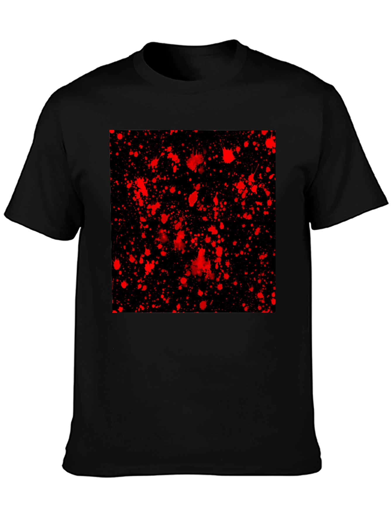 Black Edgy Black T-Shirt with Red Splatter Design view 3