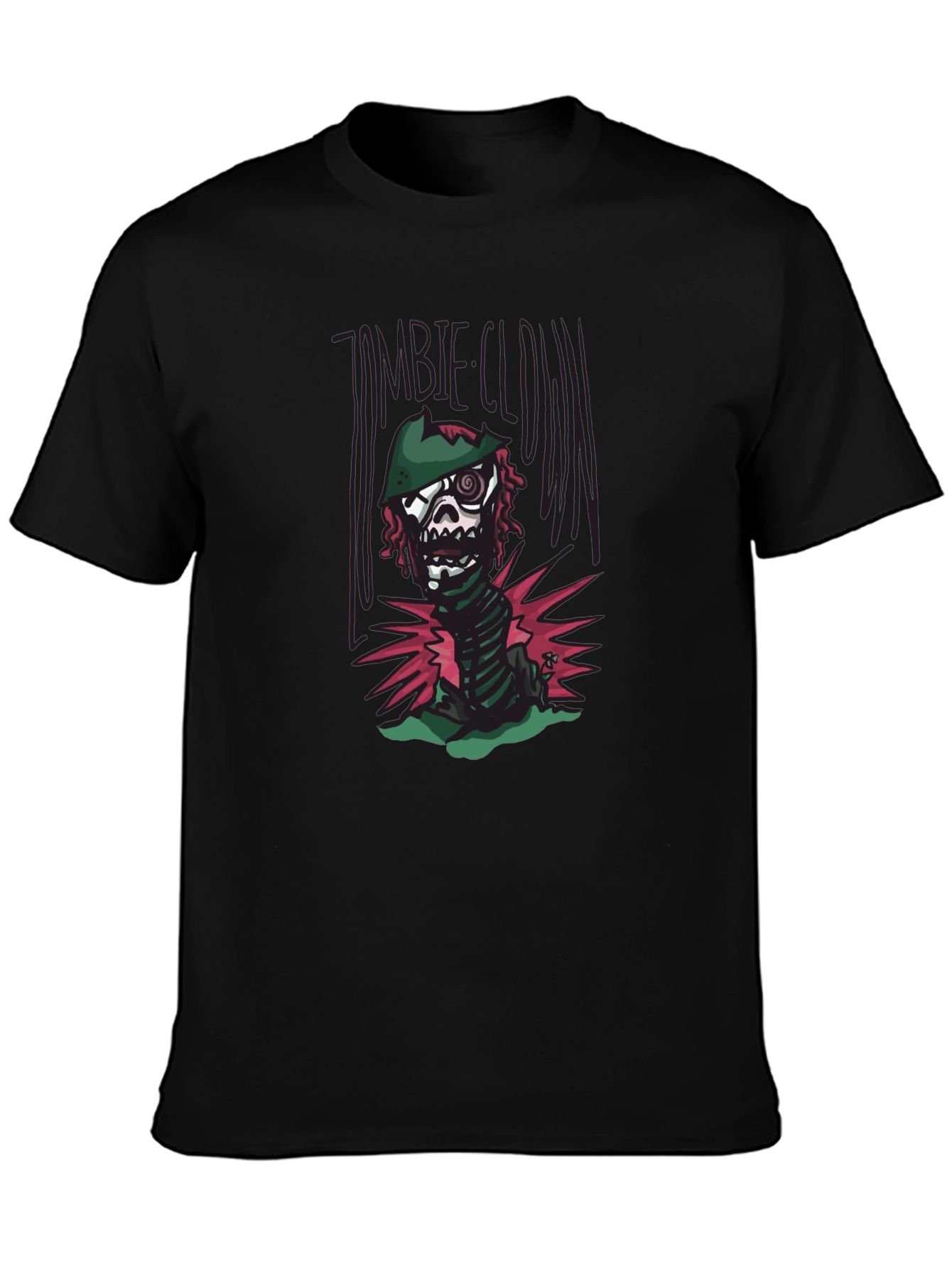 Black Zombie Clown Graphic Tee - Black Cotton T-Shirt view 3