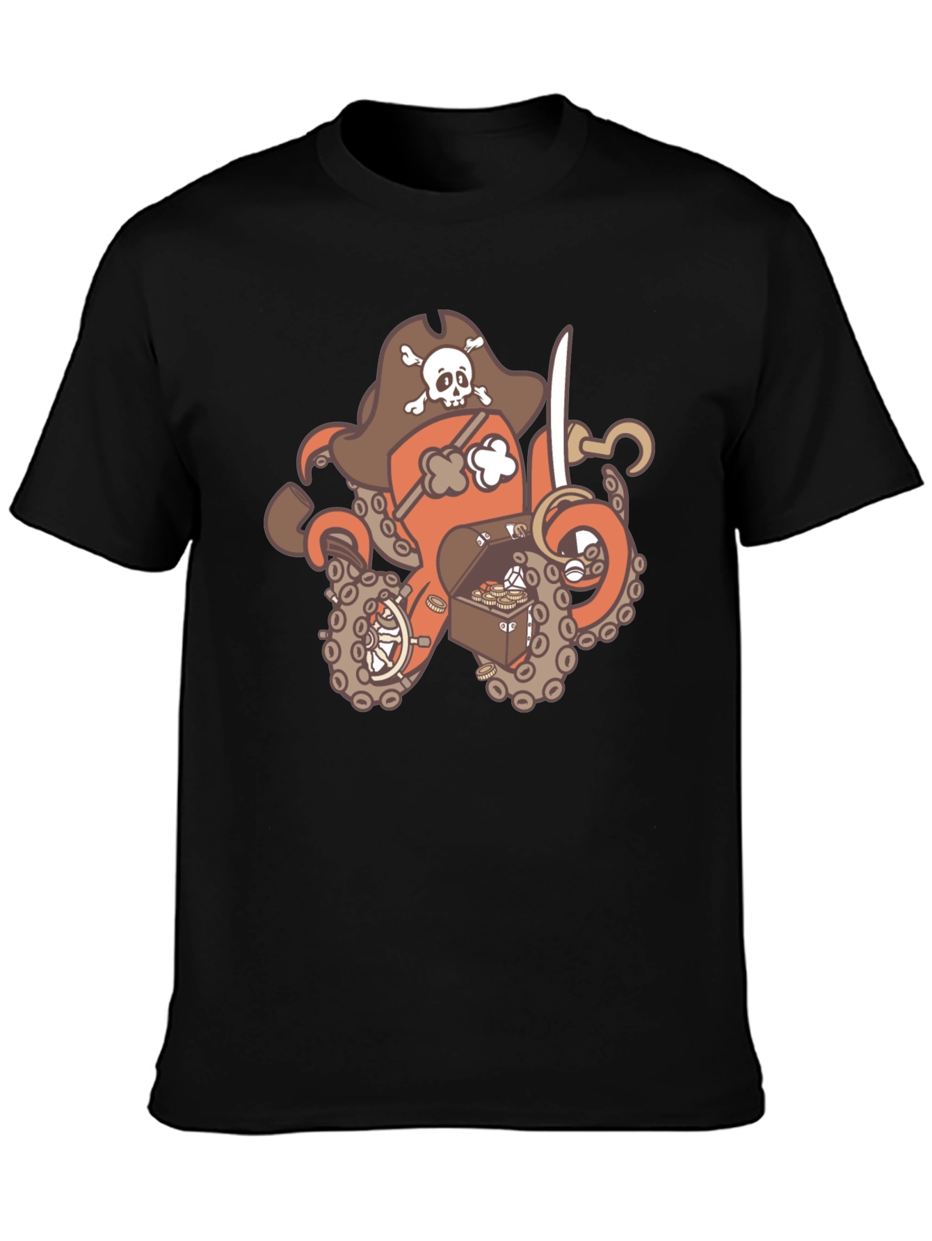 Black Pirate Octopus Graphic T-Shirt - Black view 3