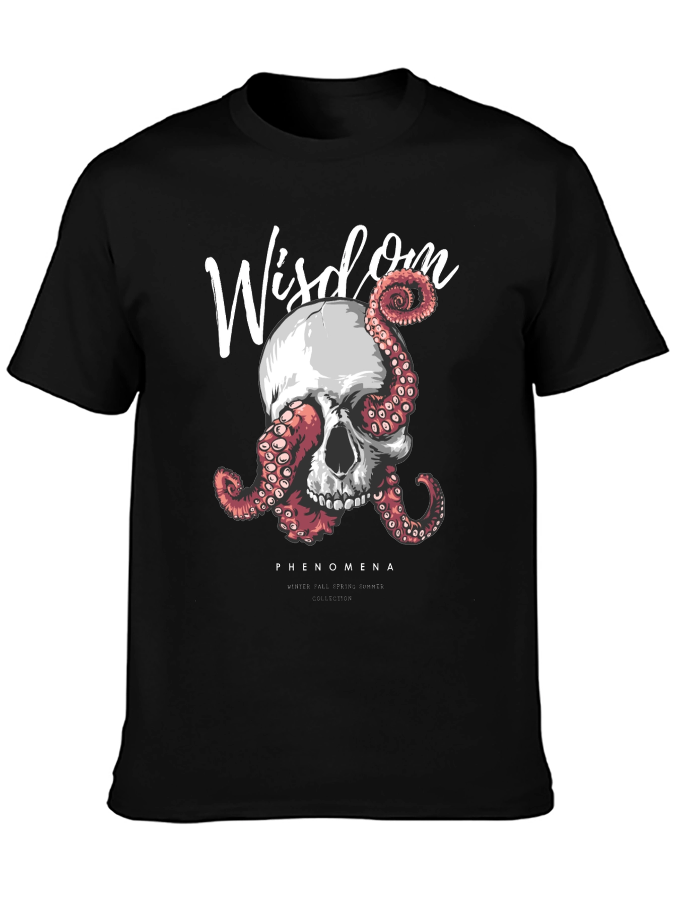 Black Wisdom Skull & Octopus Graphic T-Shirt - Black view 3