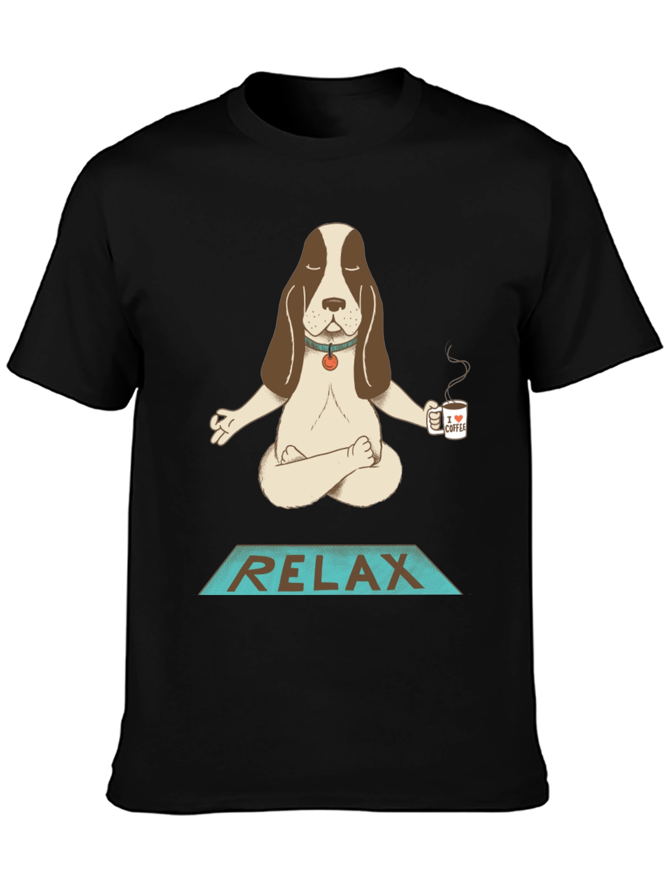 Black Relax Dog Meditation T-Shirt view 3