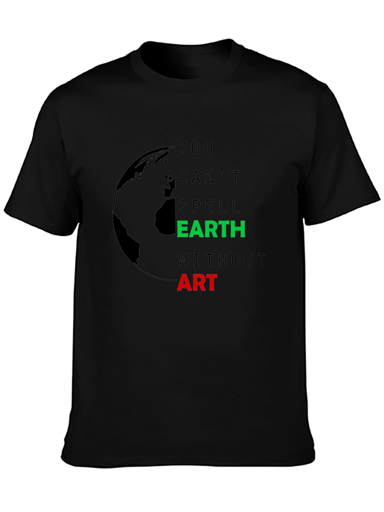 Black Earth Art T-Shirt - Black Graphic Tee for Nature Lovers view 3