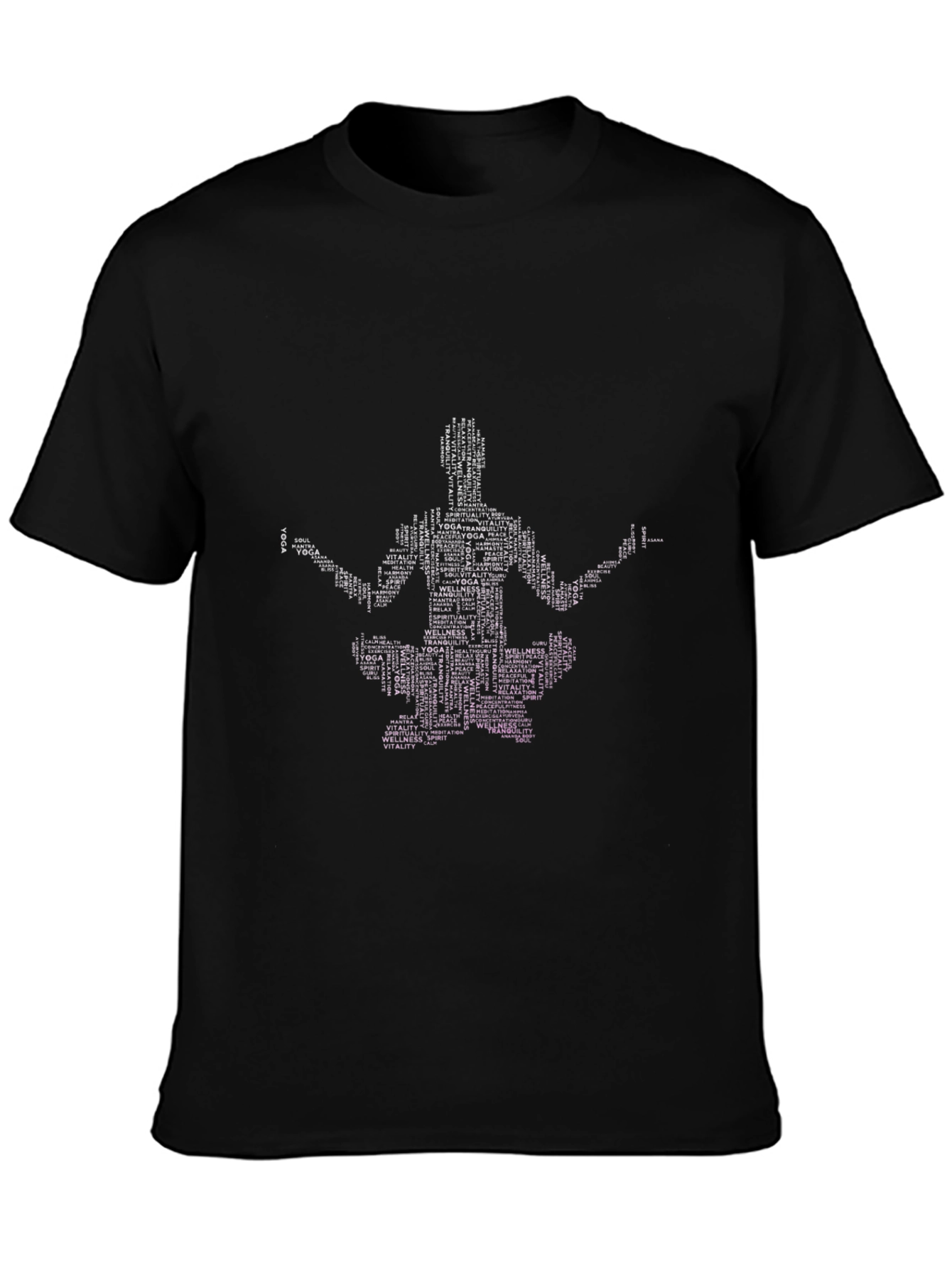 Black Yoga Word Art T-Shirt - Spiritual Wellness Tee view 3
