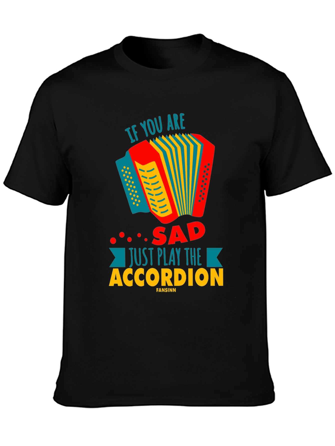 Black Play Accordion Funny T-Shirt view 3