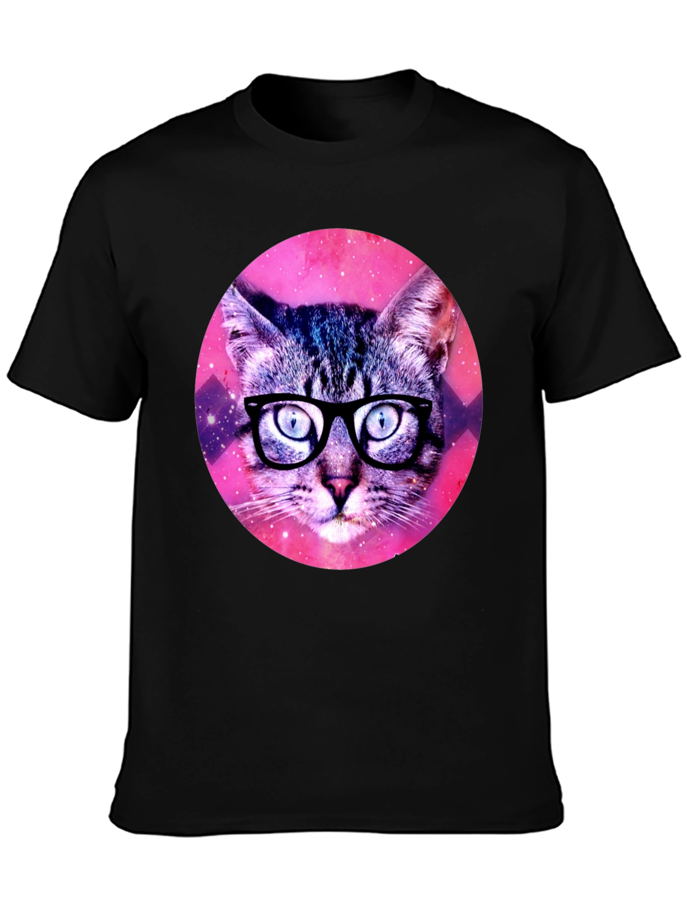 Black Galaxy Cat T-Shirt - Hipster Style Tee view 3
