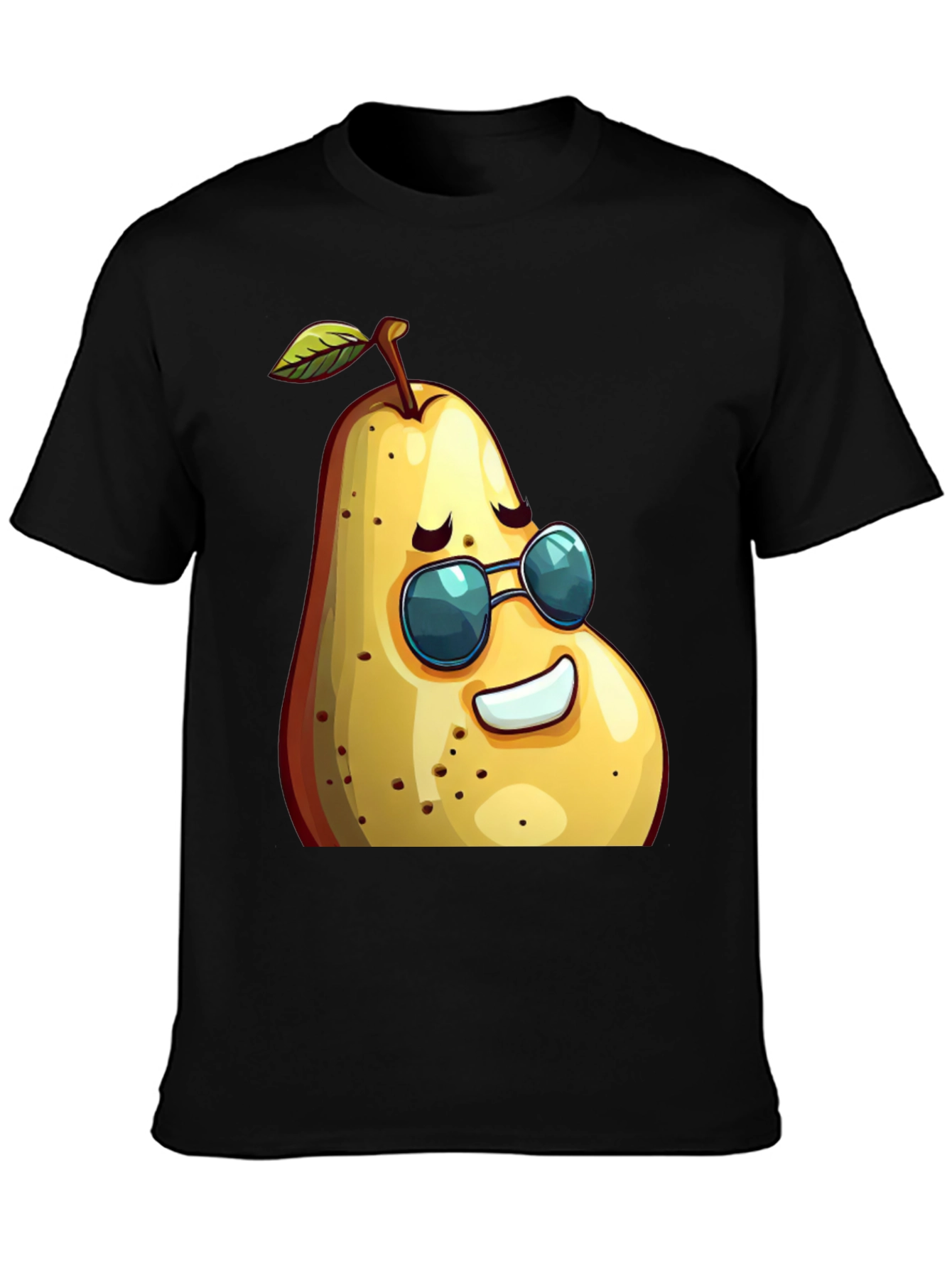 Black Cool Pear Graphic Tee - Unisex Black T-Shirt view 3