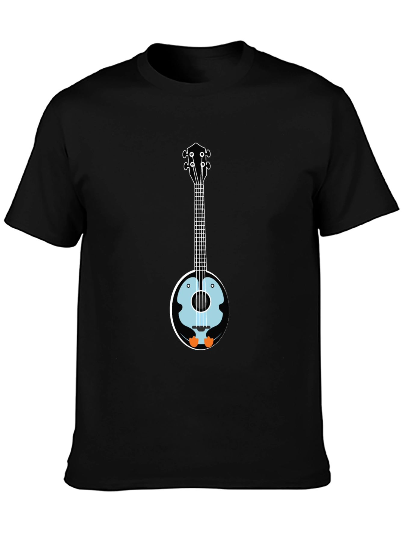 Black Penguin Banjo T-Shirt - Novelty Graphic Tee view 3