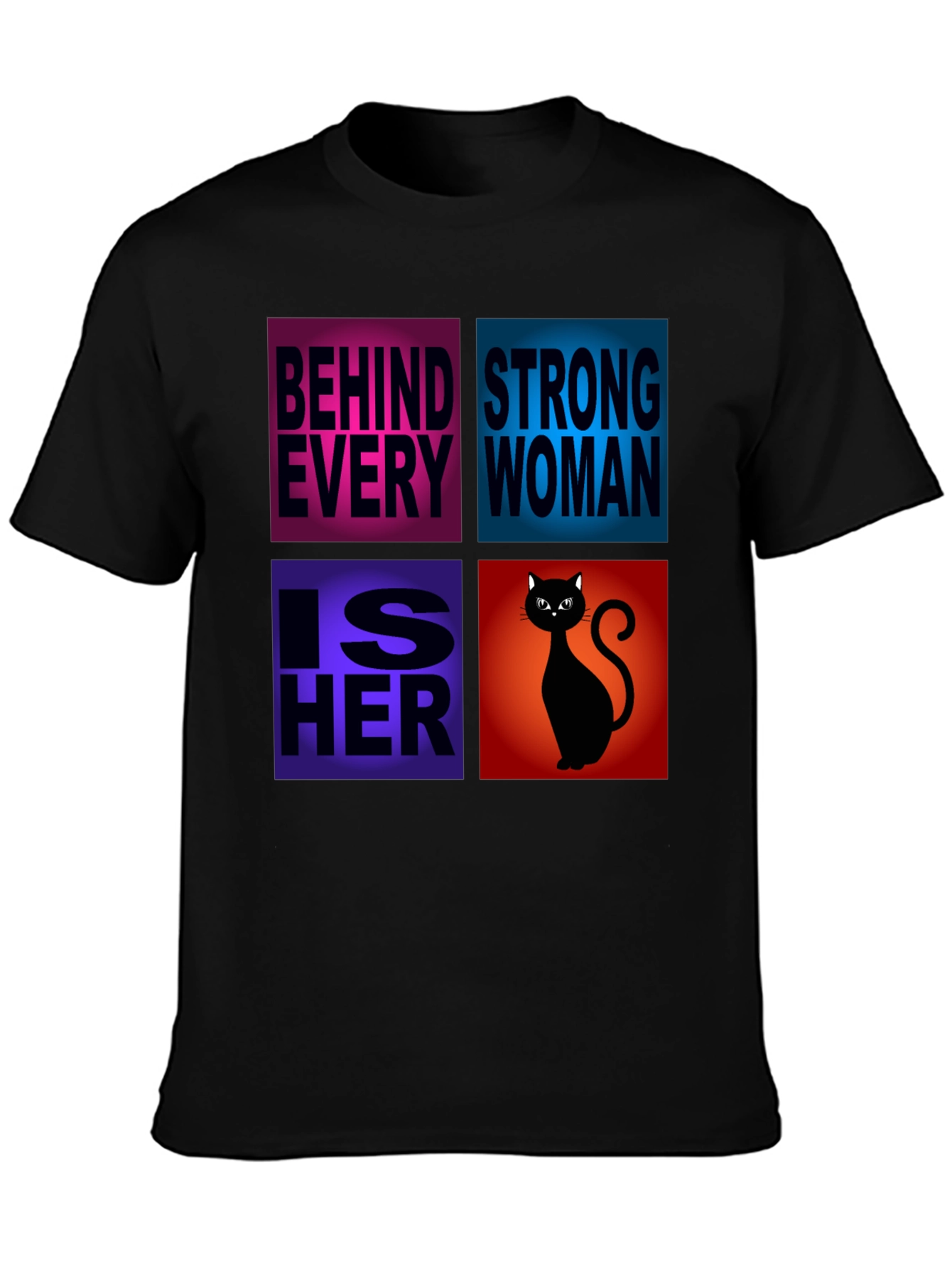Black Behind Every Strong Woman Cat T-Shirt view 3