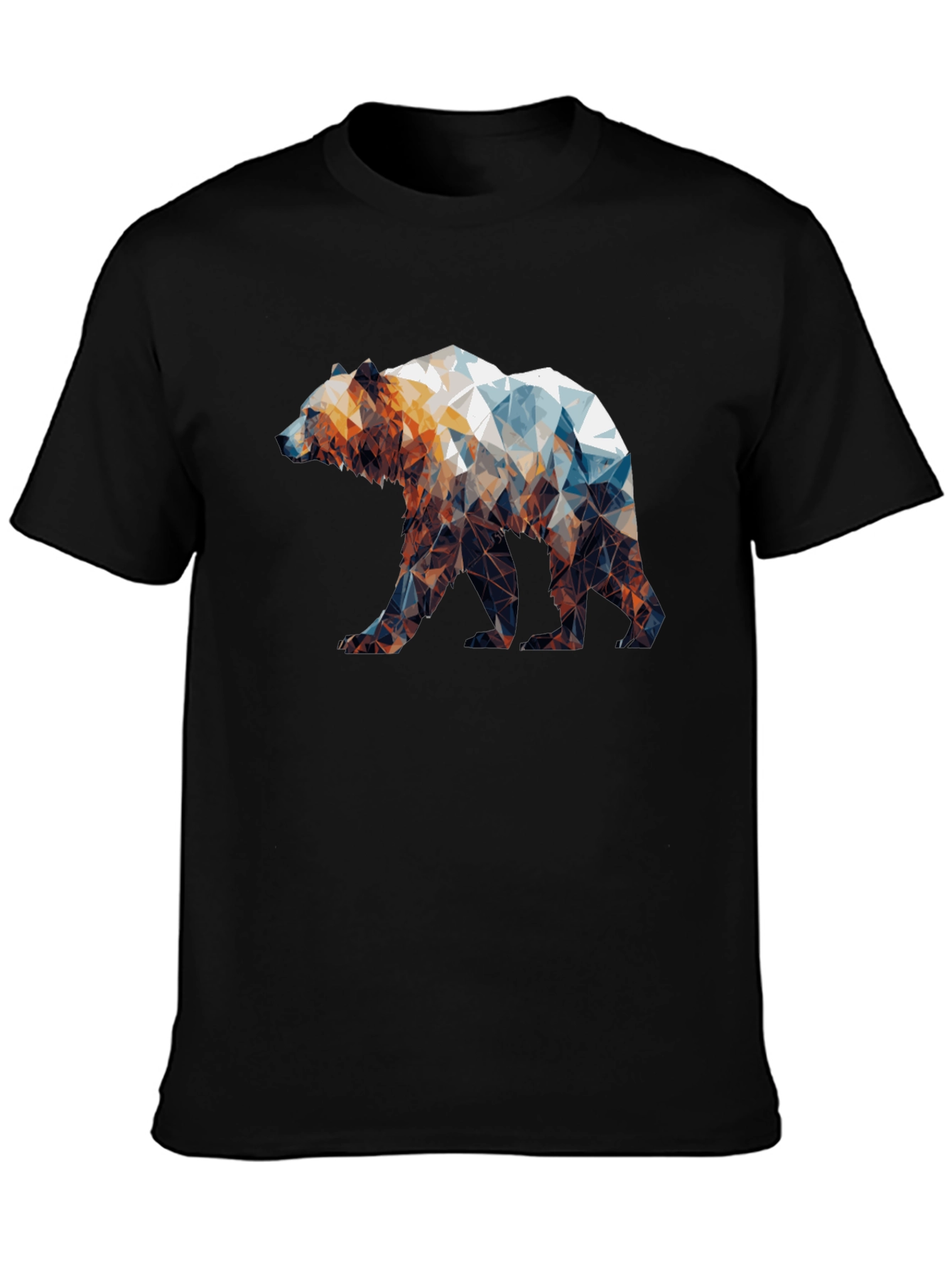 Black Geometric Bear Graphic Tee - Black Unisex Shirt view 3