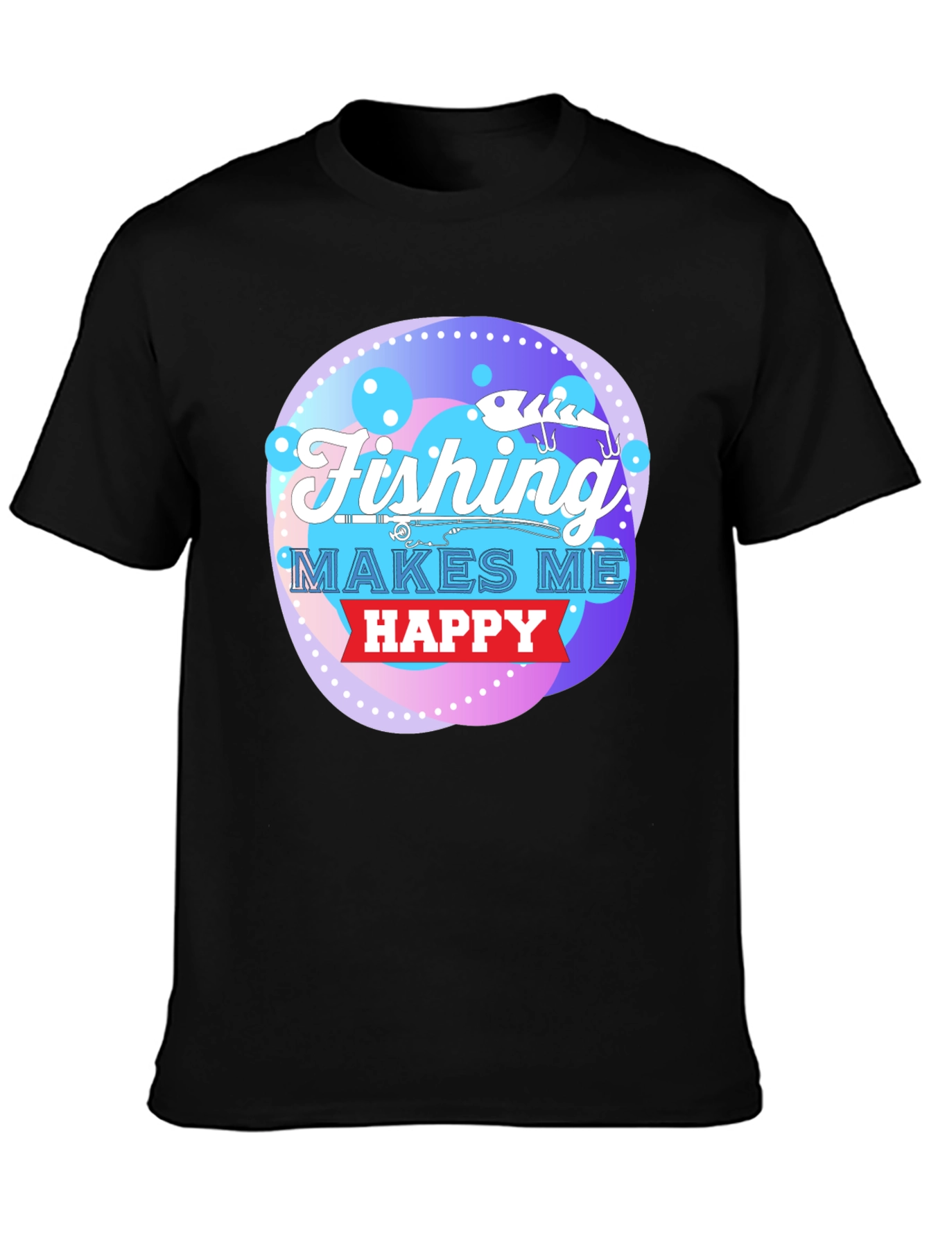 Black Fishing Makes Me Happy Graphic Tee view 3