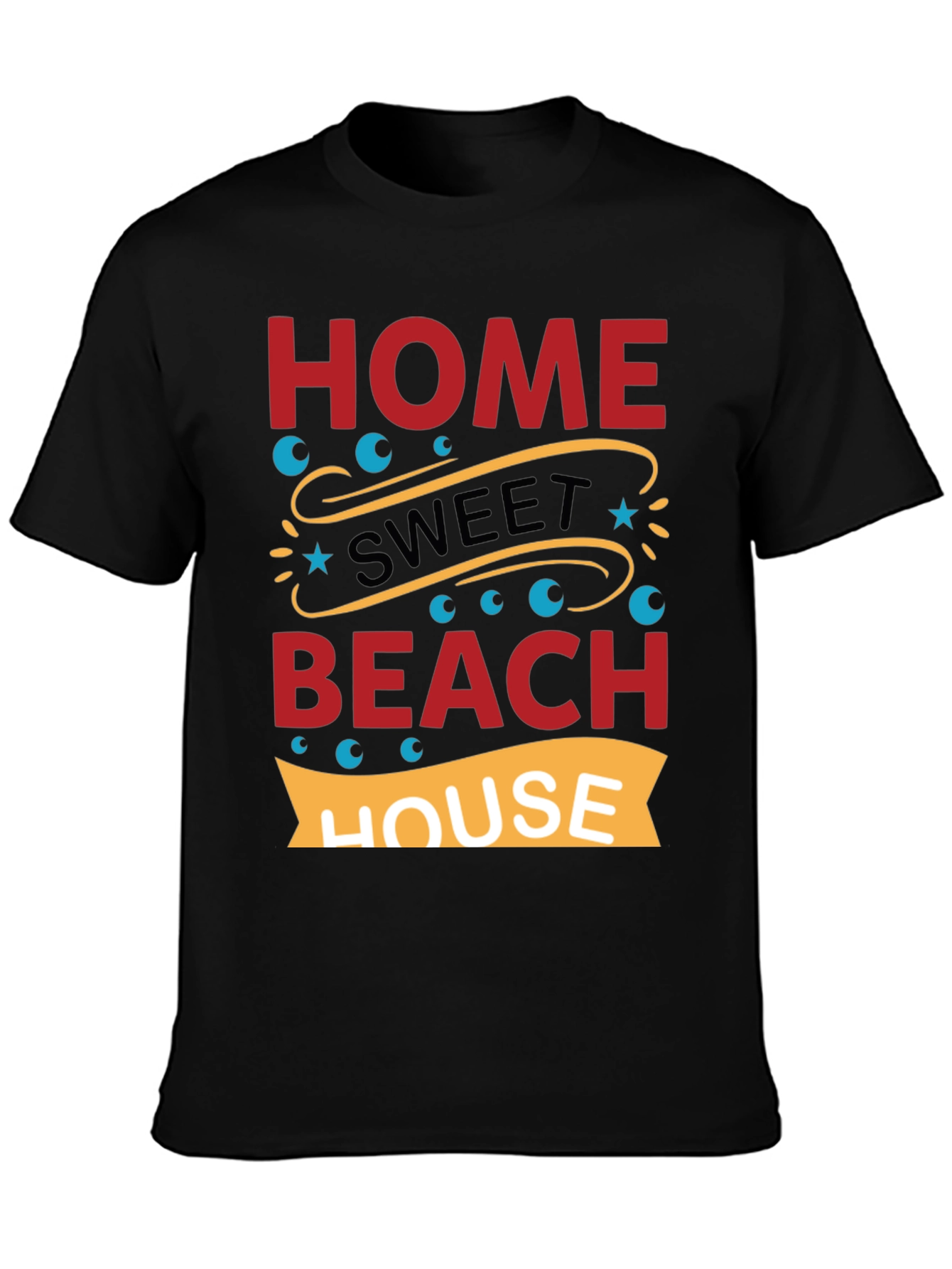 Black Home Sweet Beach House Graphic Tee view 3