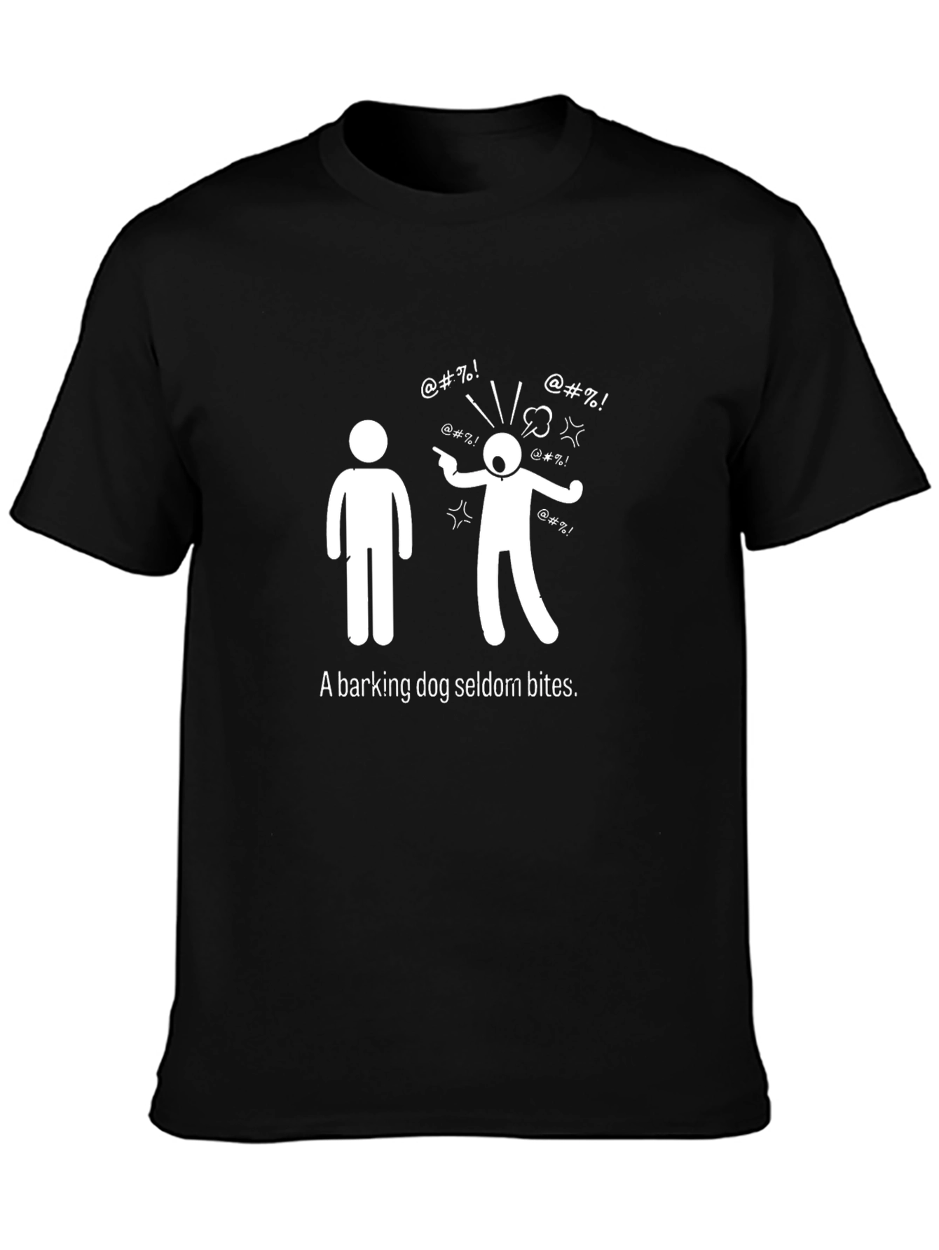 Black Funny "Barking Dog" Graphic T-Shirt view 3