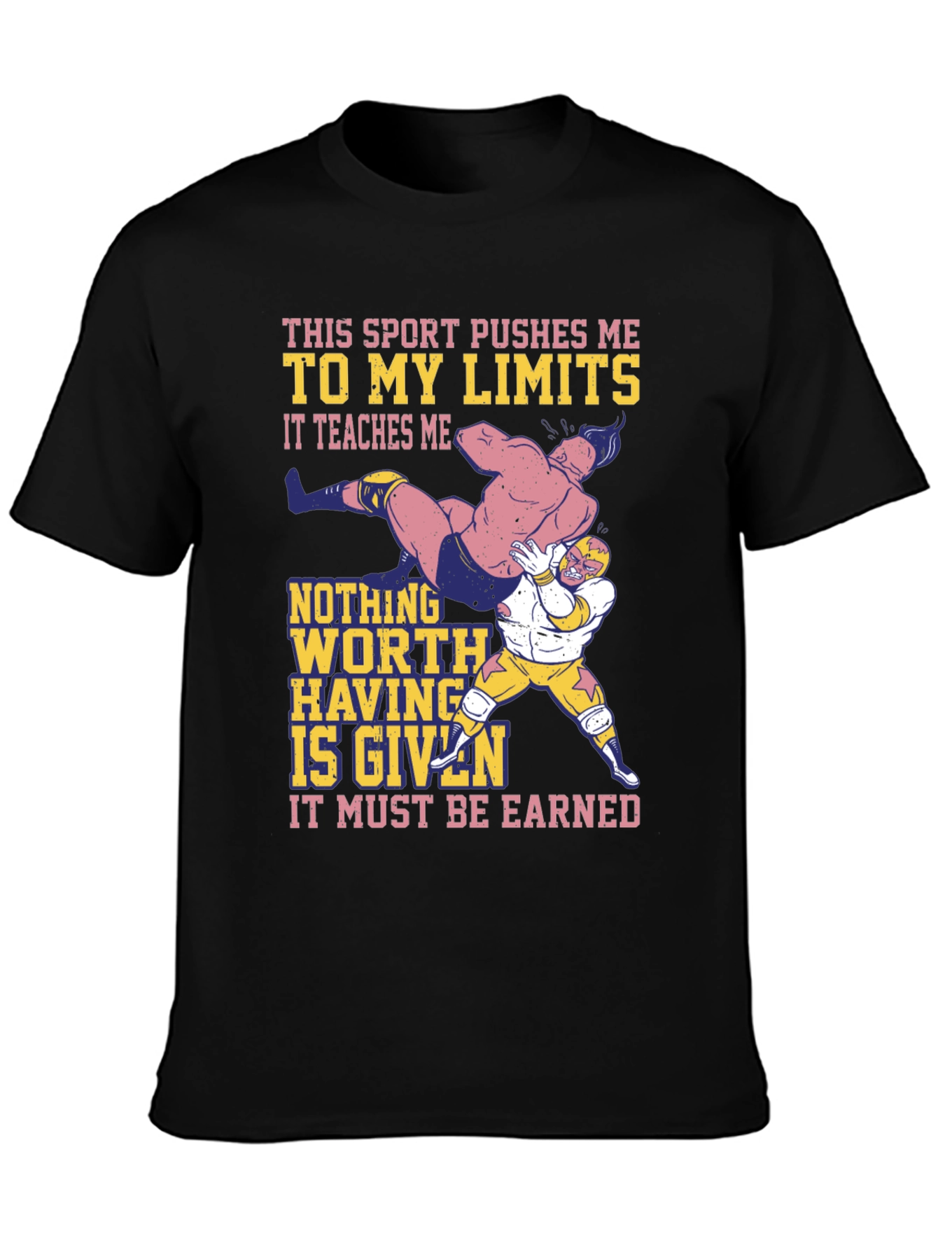 Black Wrestling Sport T-Shirt: Push Your Limits! view 3