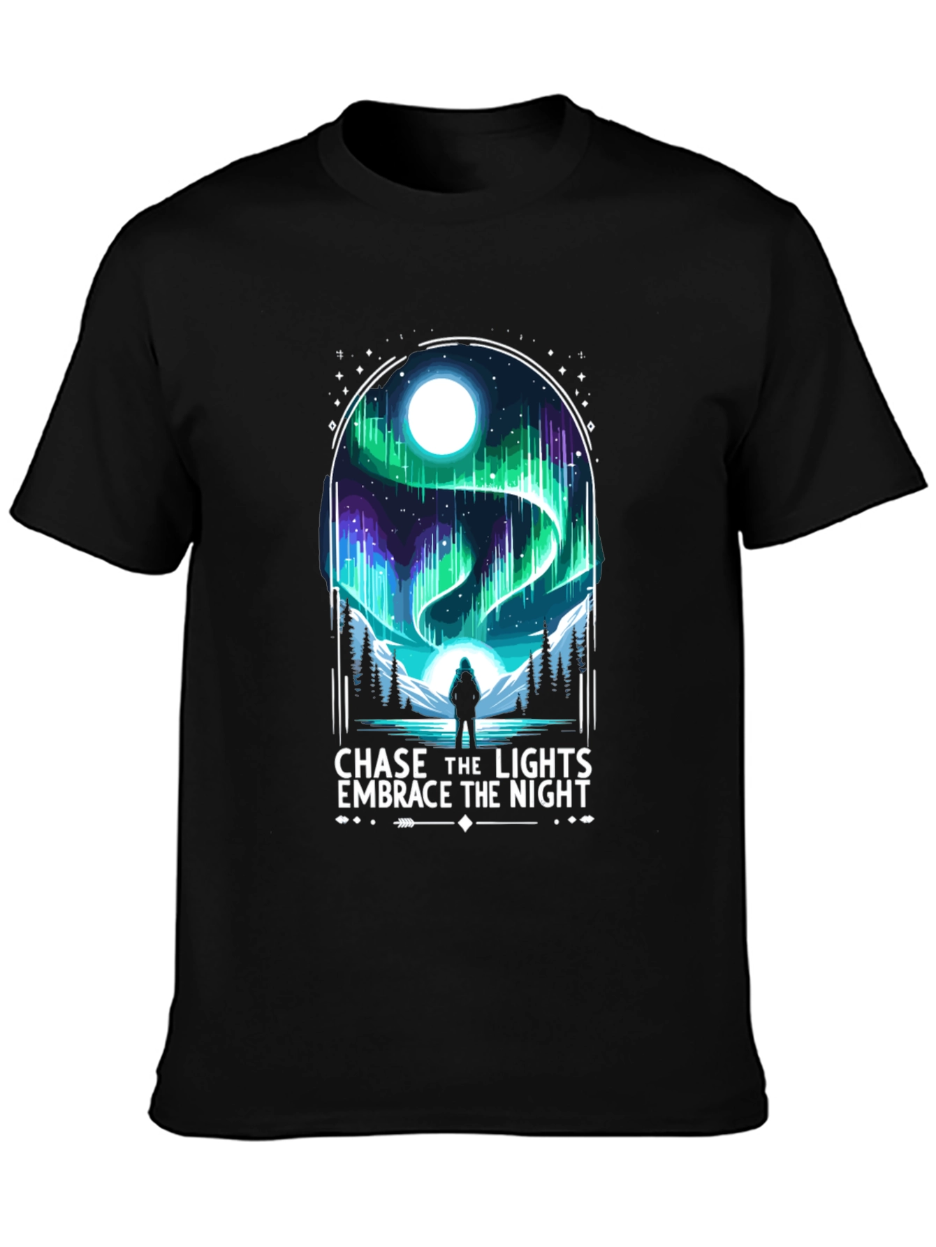 Black Chase the Lights Men's Black T-Shirt view 3