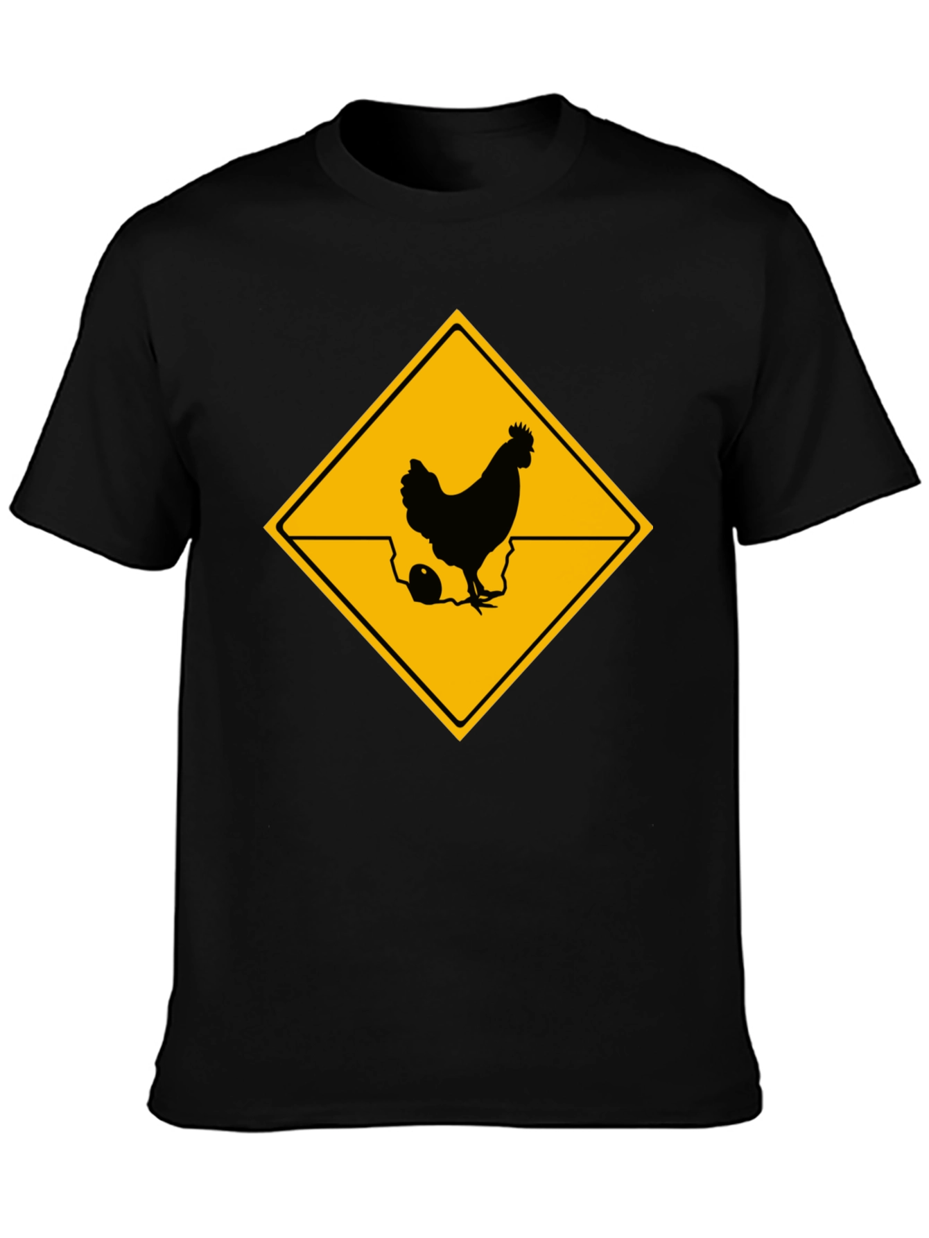Black Chicken Crossing T-Shirt - Novelty Graphic Tee view 3